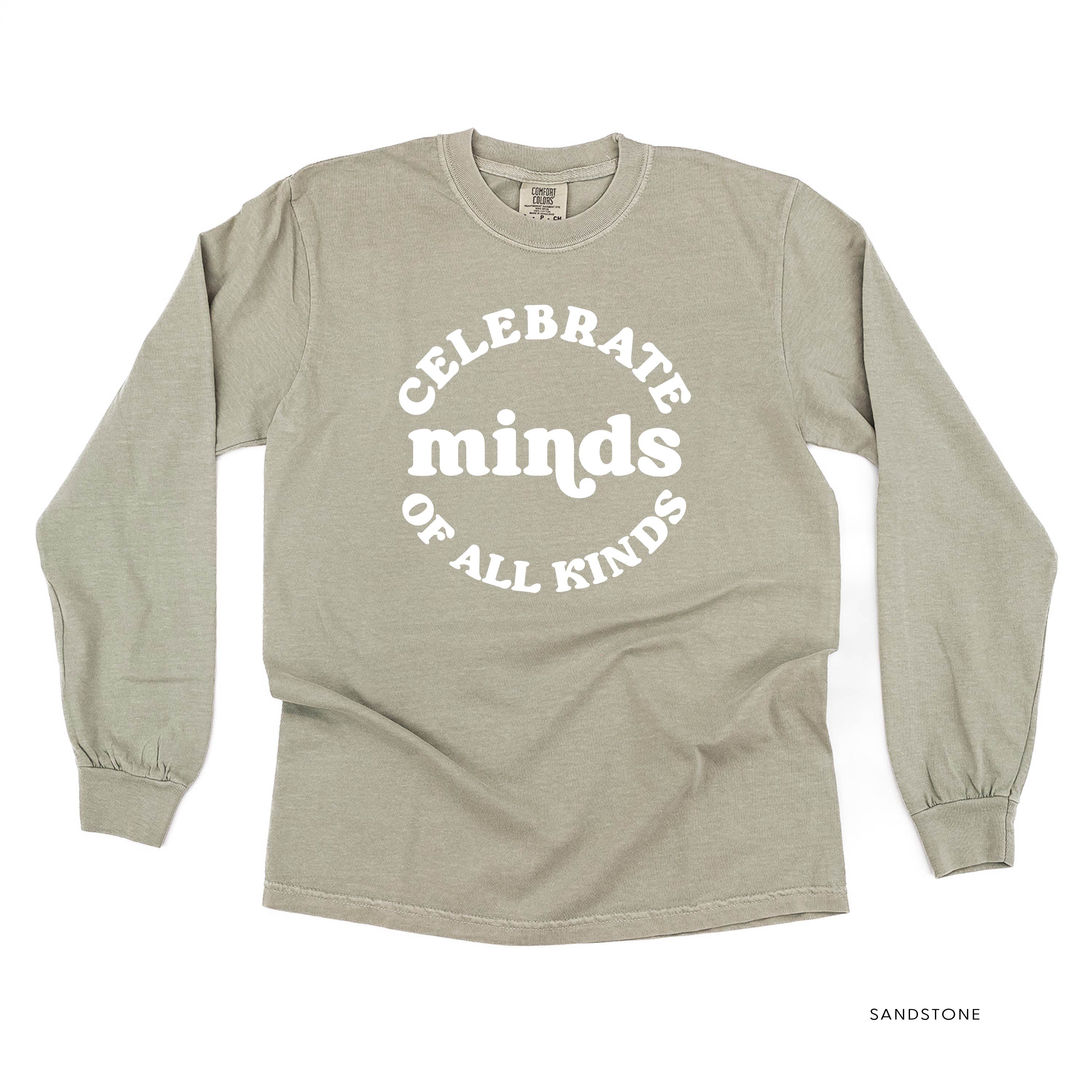 Celebrate Minds of All Kinds - Long Sleeve Comfort Colors Tee Little Mama Shirt Shop