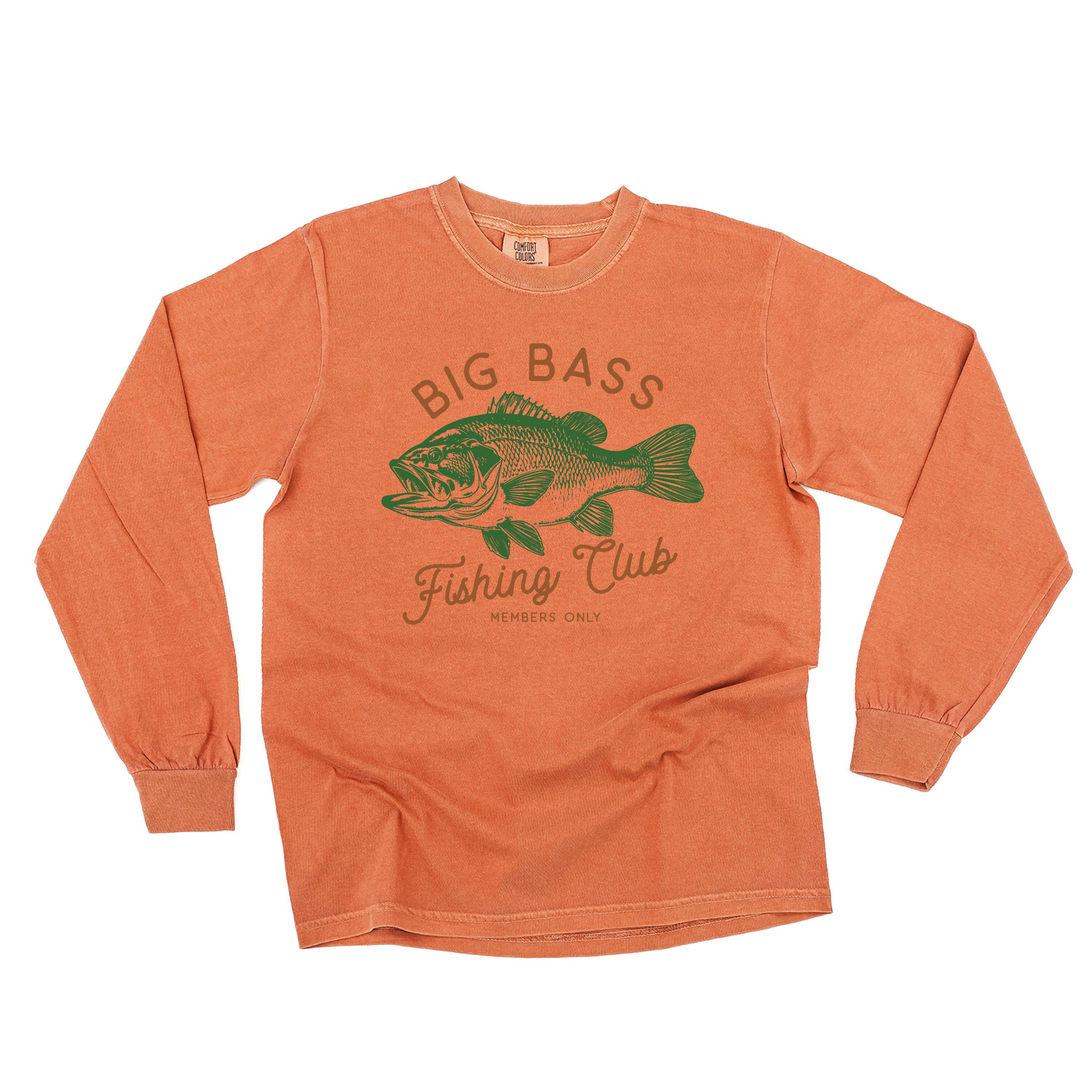 Big Bass Fishing Club - LONG SLEEVE Comfort Colors Tee Little Mama Shirt Shop