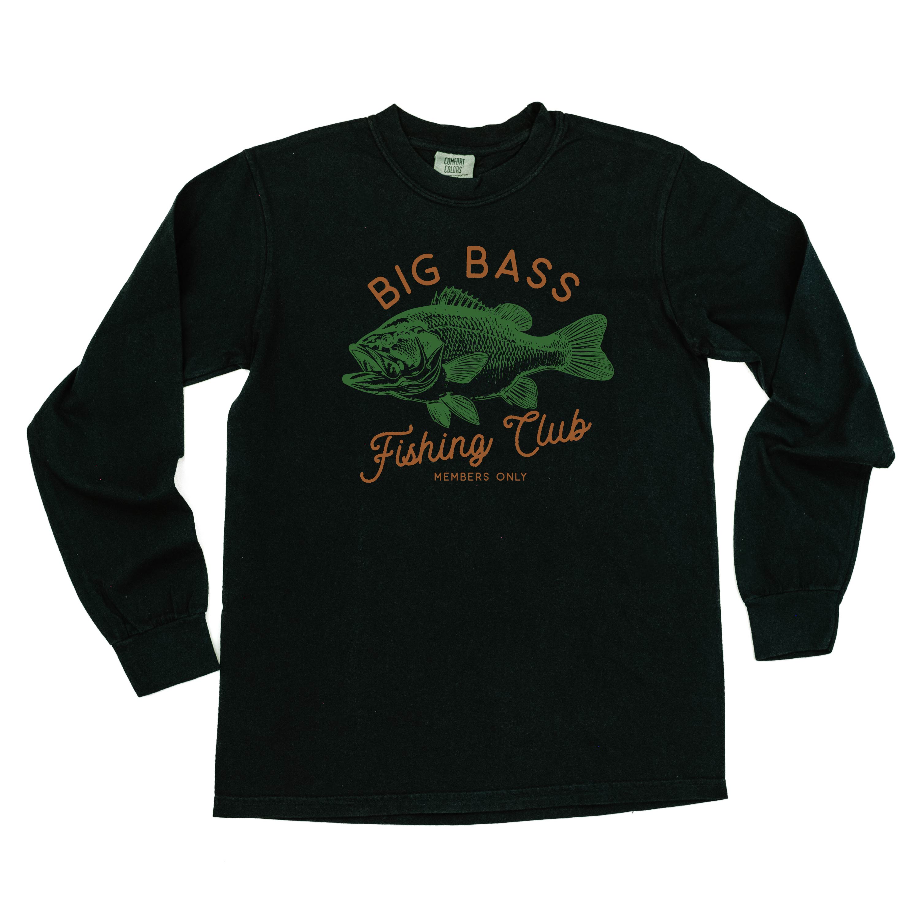 Big Bass Fishing Club - LONG SLEEVE Comfort Colors Tee Little Mama Shirt Shop