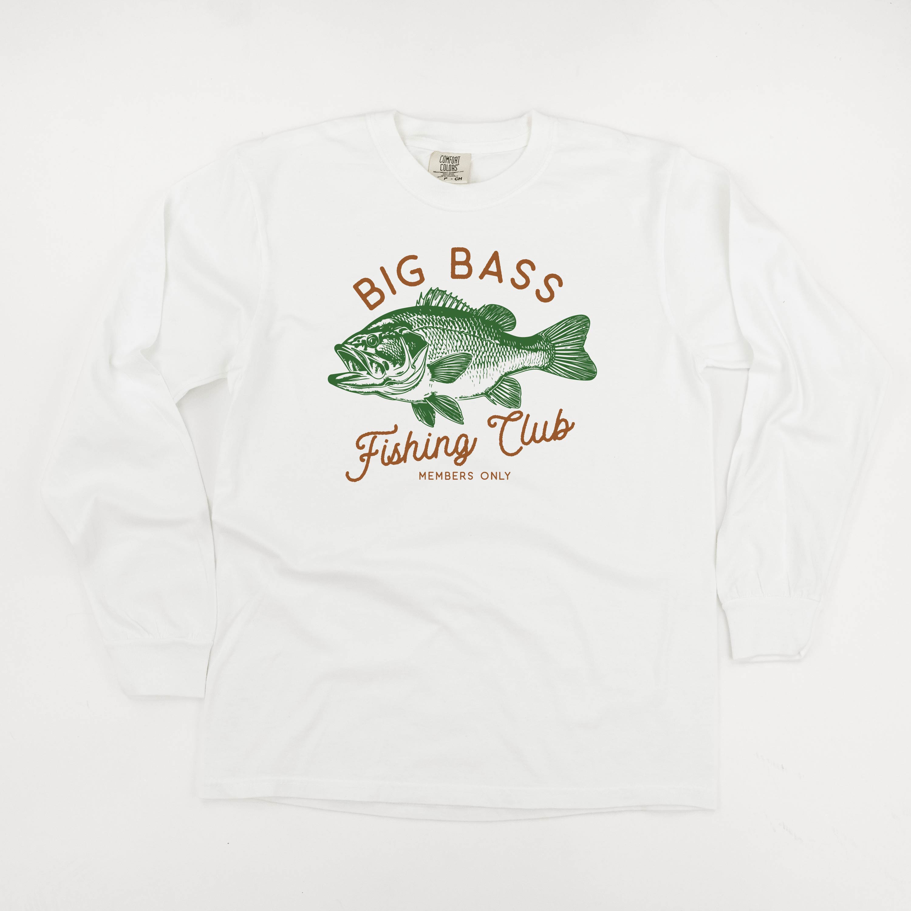 Big Bass Fishing Club - LONG SLEEVE Comfort Colors Tee Little Mama Shirt Shop