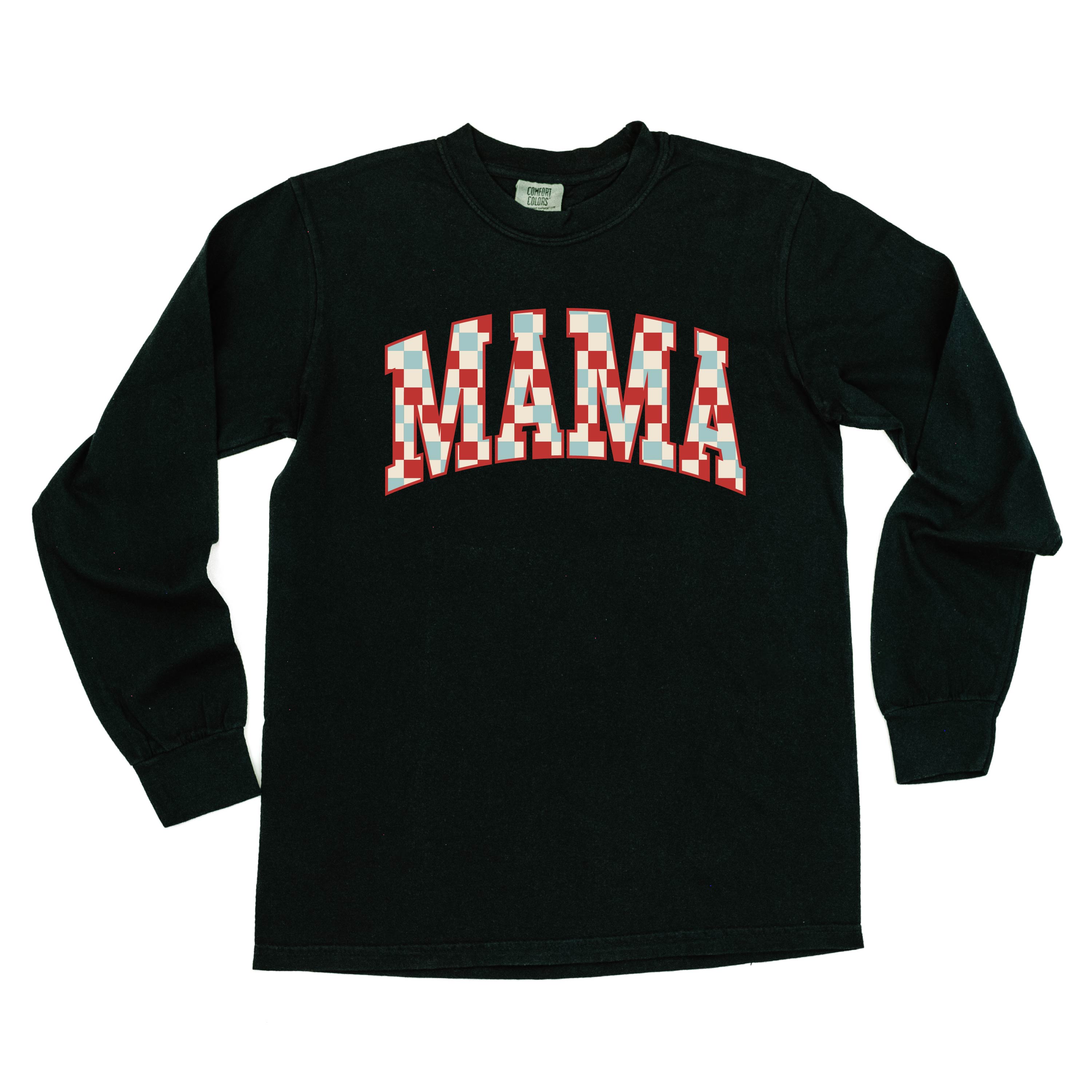 Checkered Mama - LONG SLEEVE Comfort Colors Tee Little Mama Shirt Shop