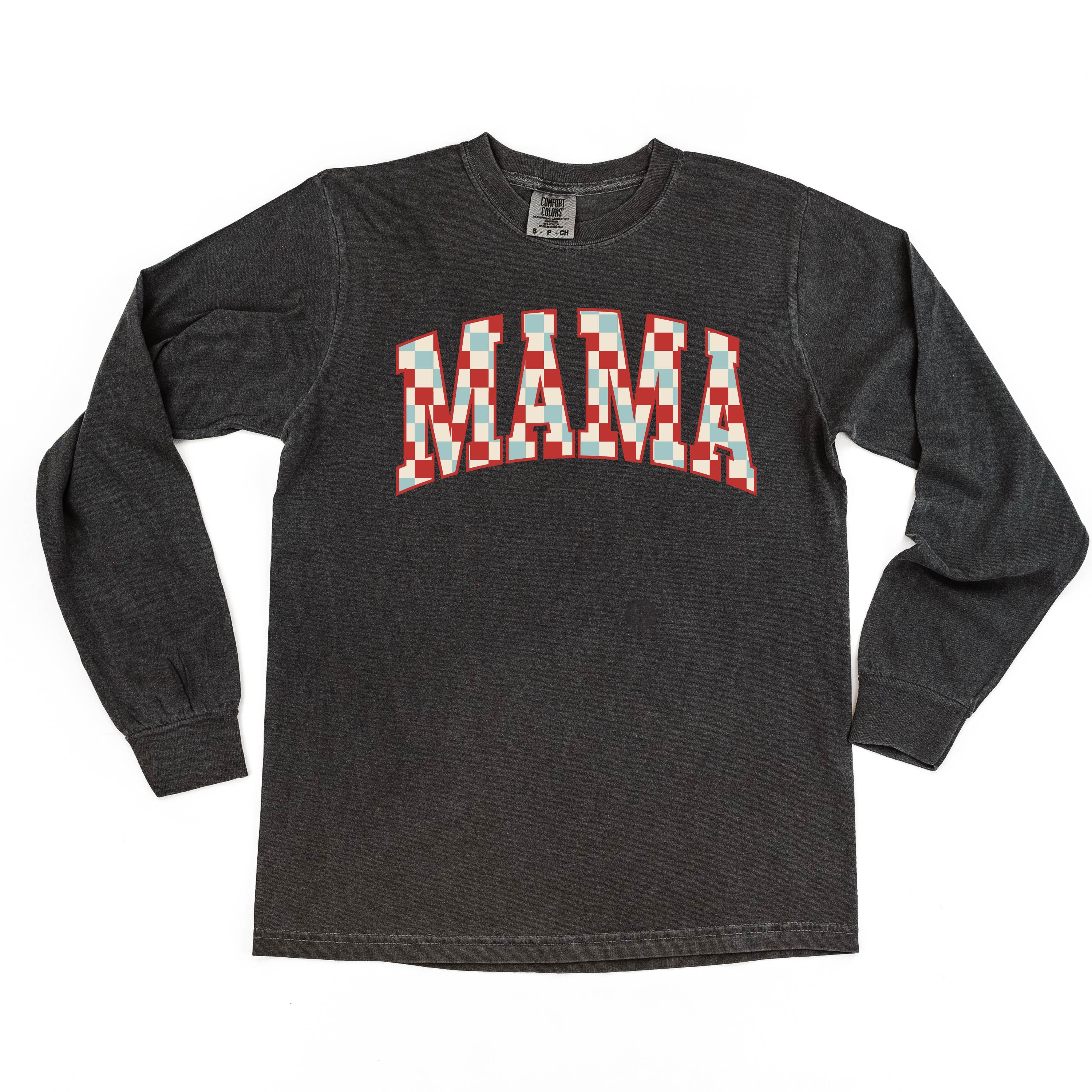 Checkered Mama - LONG SLEEVE Comfort Colors Tee Little Mama Shirt Shop