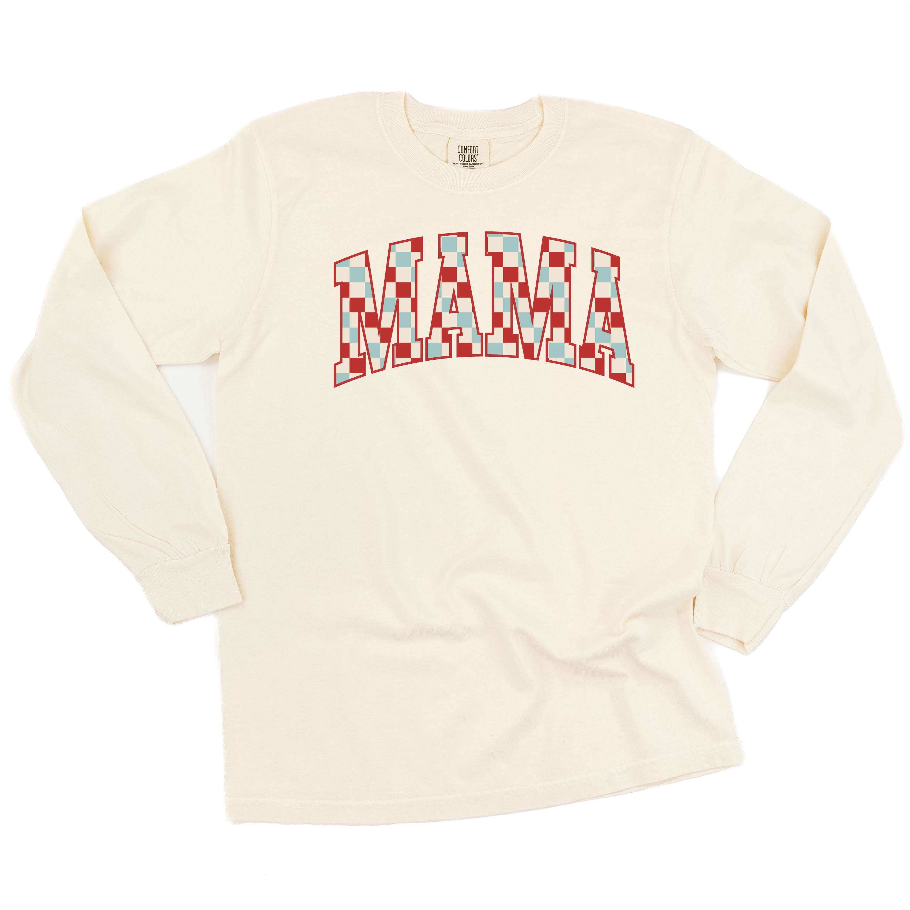 Checkered Mama - LONG SLEEVE Comfort Colors Tee Little Mama Shirt Shop