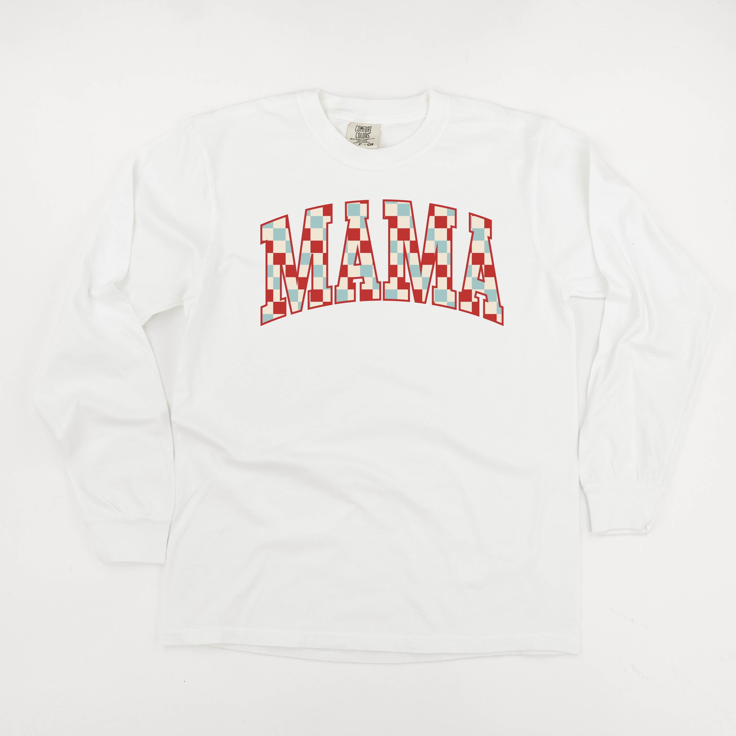 Checkered Mama - LONG SLEEVE Comfort Colors Tee Little Mama Shirt Shop