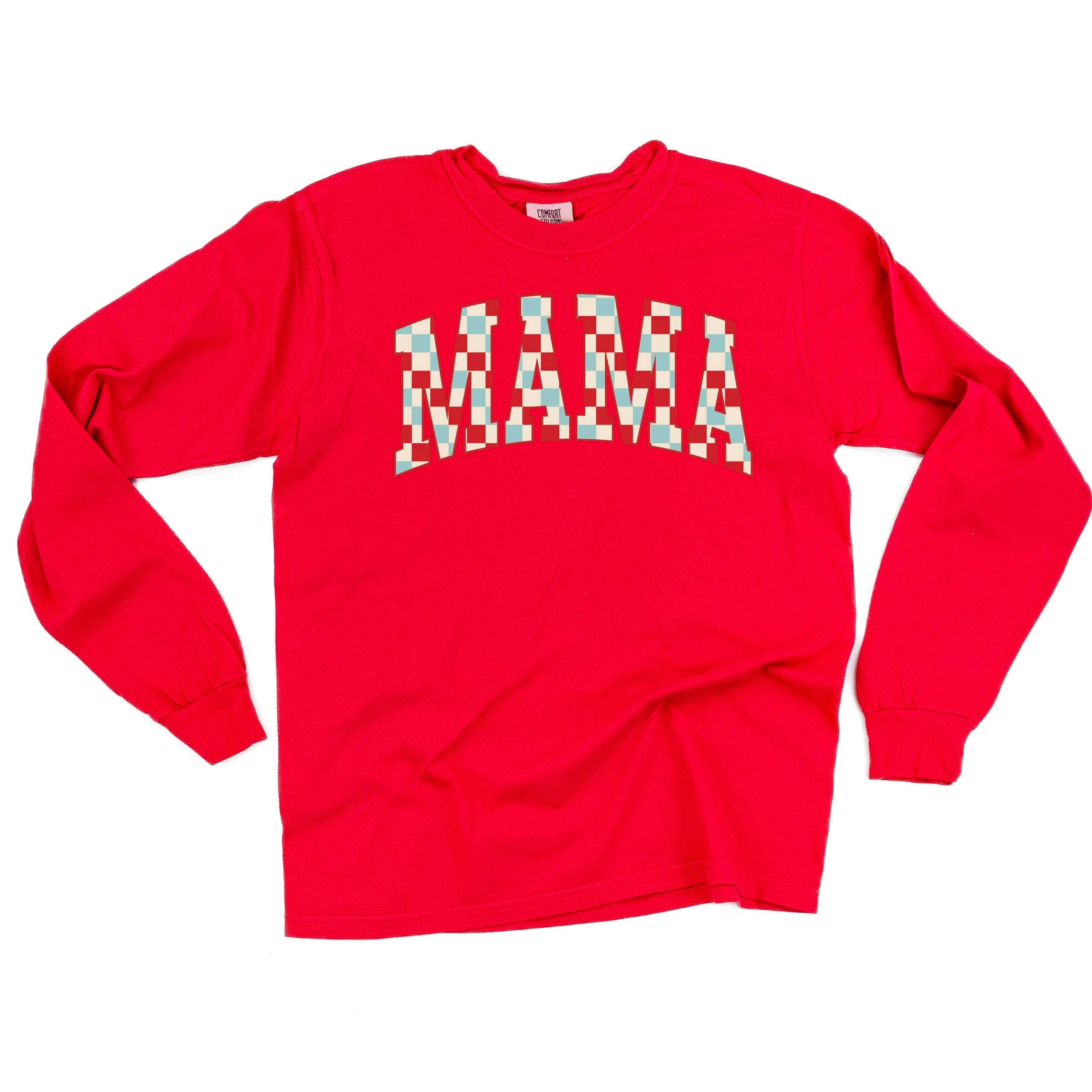 Checkered Mama - LONG SLEEVE Comfort Colors Tee Little Mama Shirt Shop