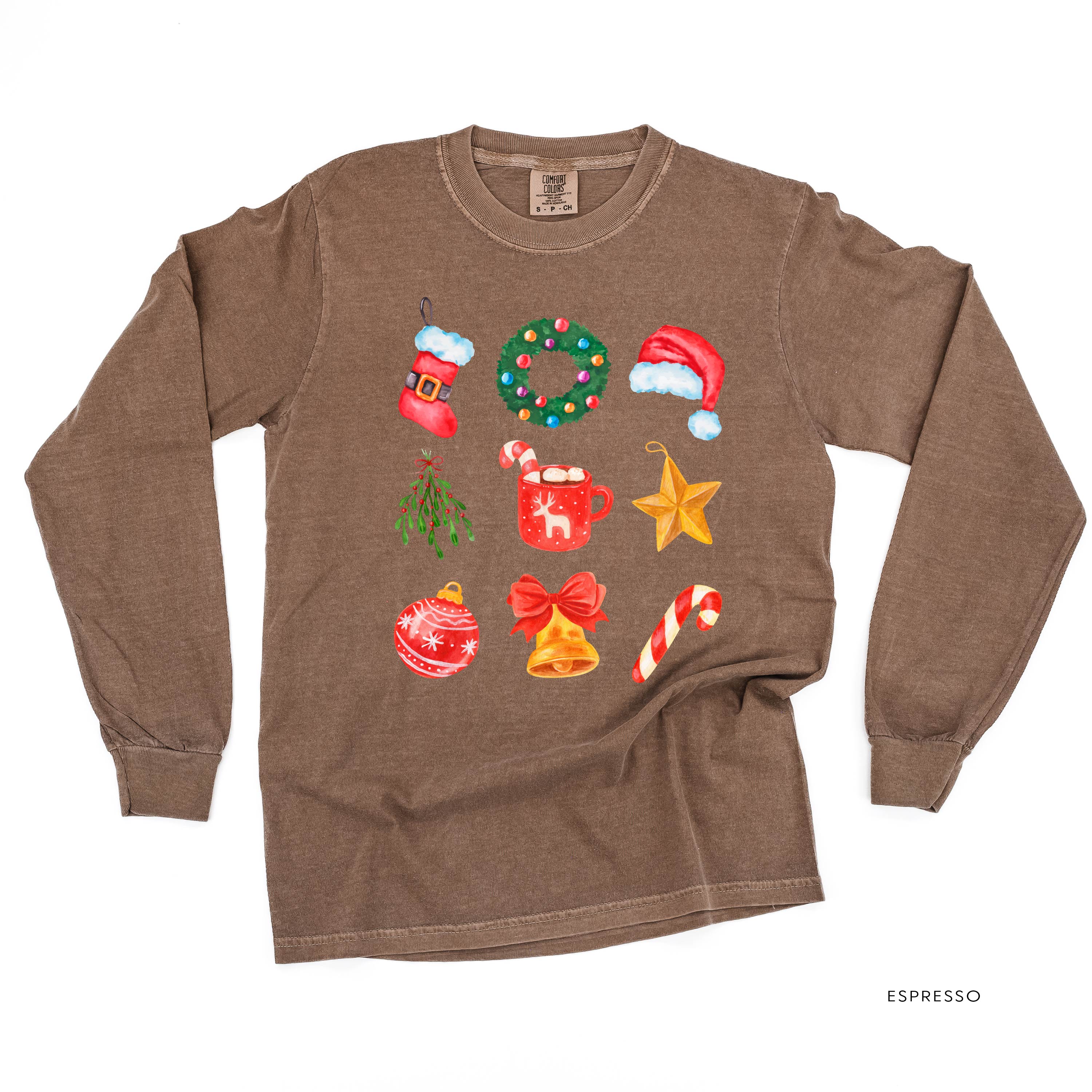 Classic Watercolor Christmas - LONG SLEEVE Comfort Colors Tee Little Mama Shirt Shop