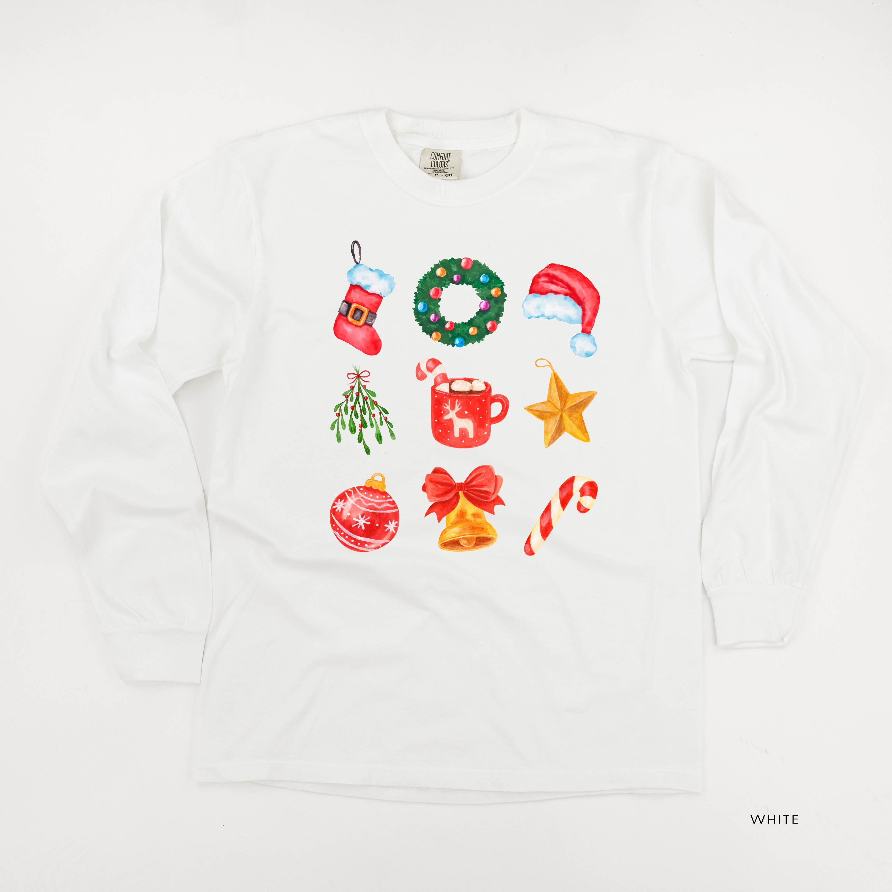 Classic Watercolor Christmas - LONG SLEEVE Comfort Colors Tee Little Mama Shirt Shop