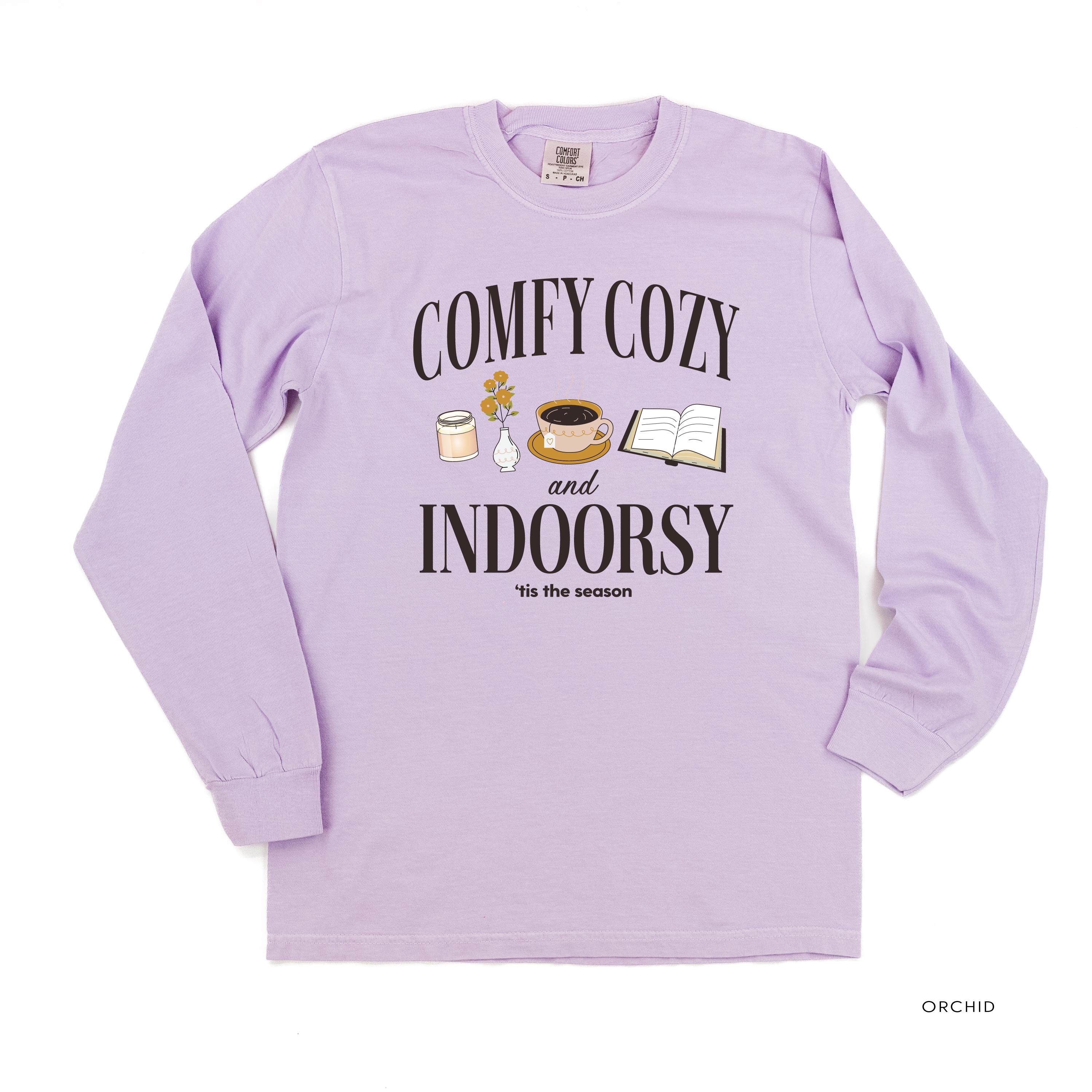 Comfy Cozy and Indoorsy - Long Sleeve Comfort Colors Tee Little Mama Shirt Shop