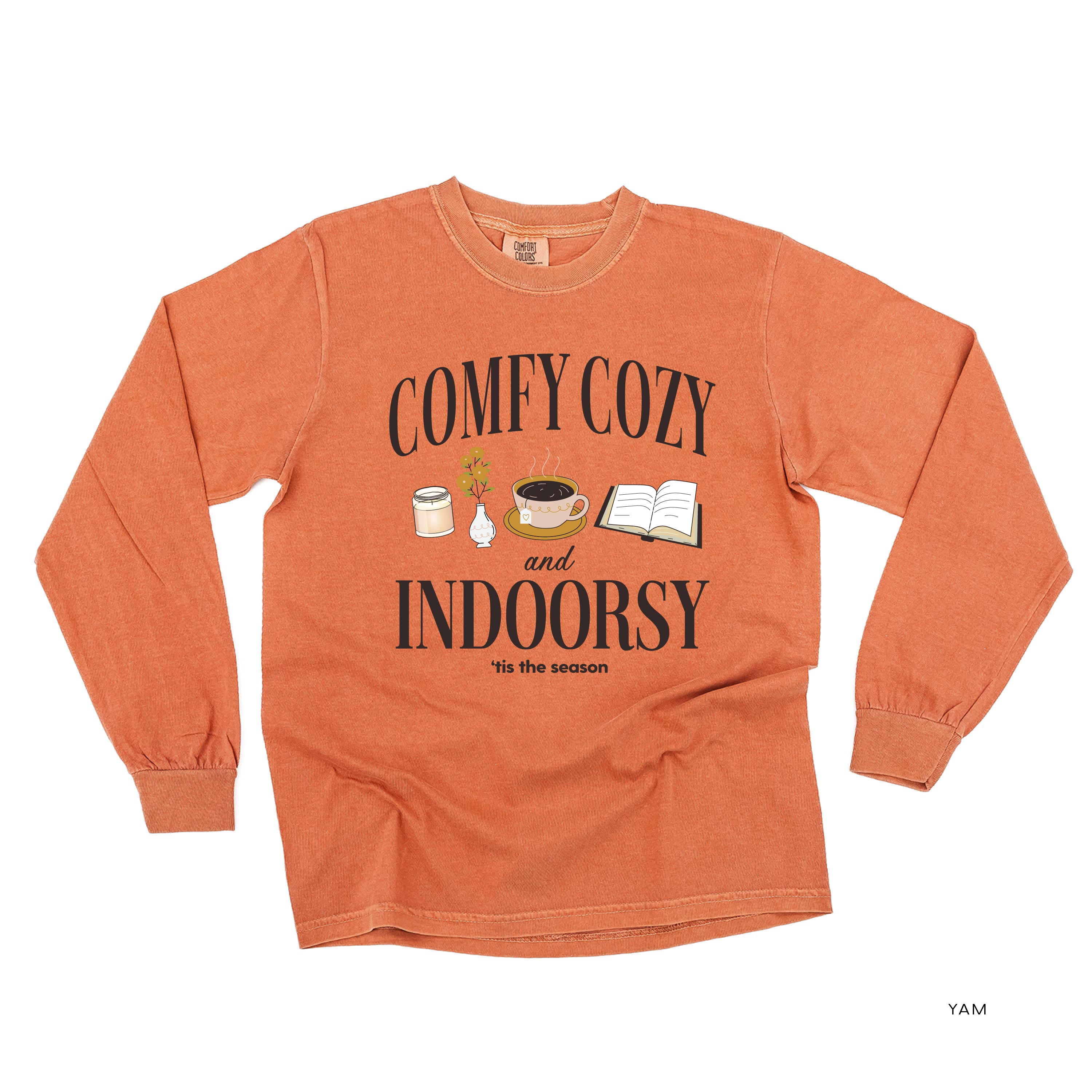Comfy Cozy and Indoorsy - Long Sleeve Comfort Colors Tee Little Mama Shirt Shop