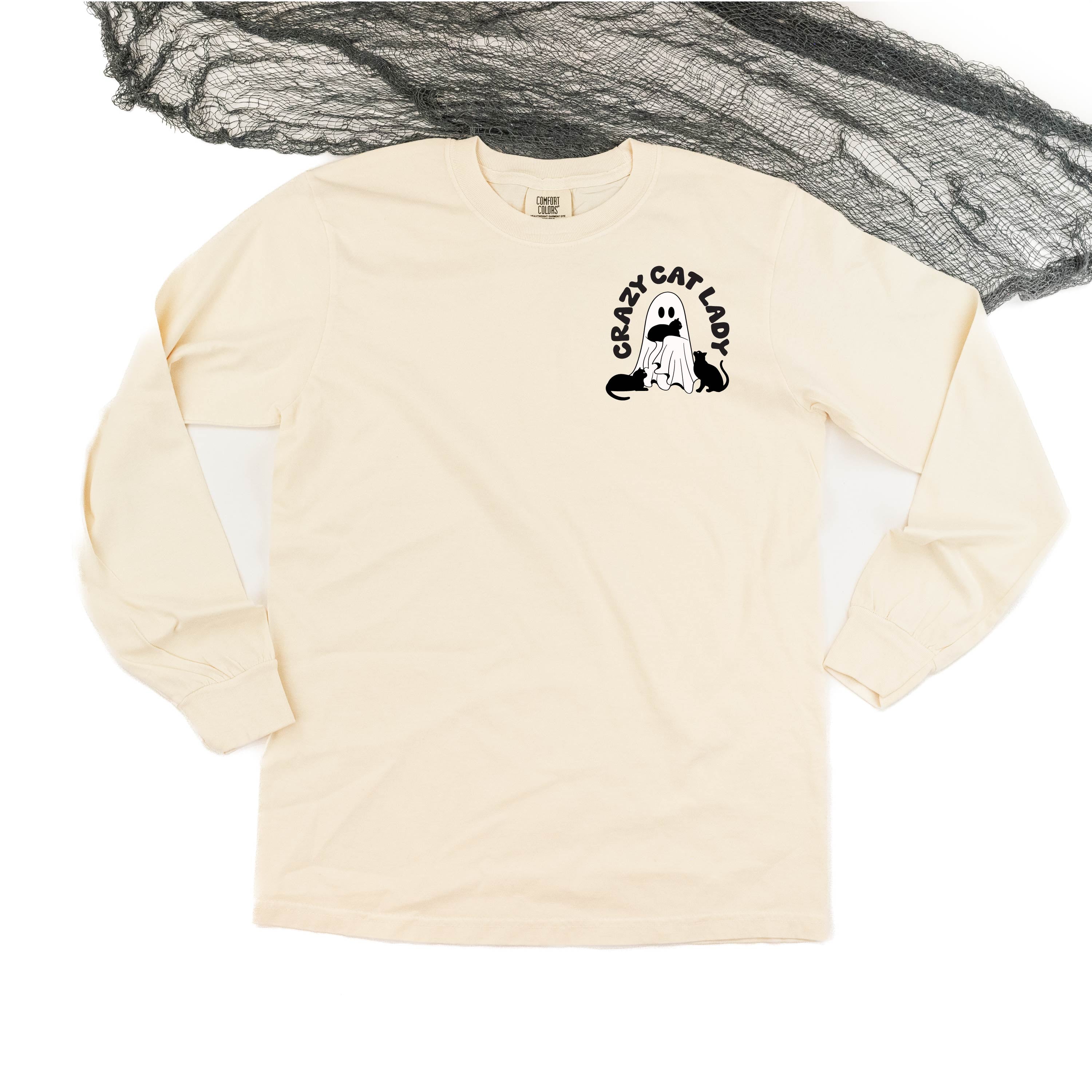 Crazy Cat Lady - POCKET DESIGN - Long Sleeve Comfort Colors Tee Little Mama Shirt Shop