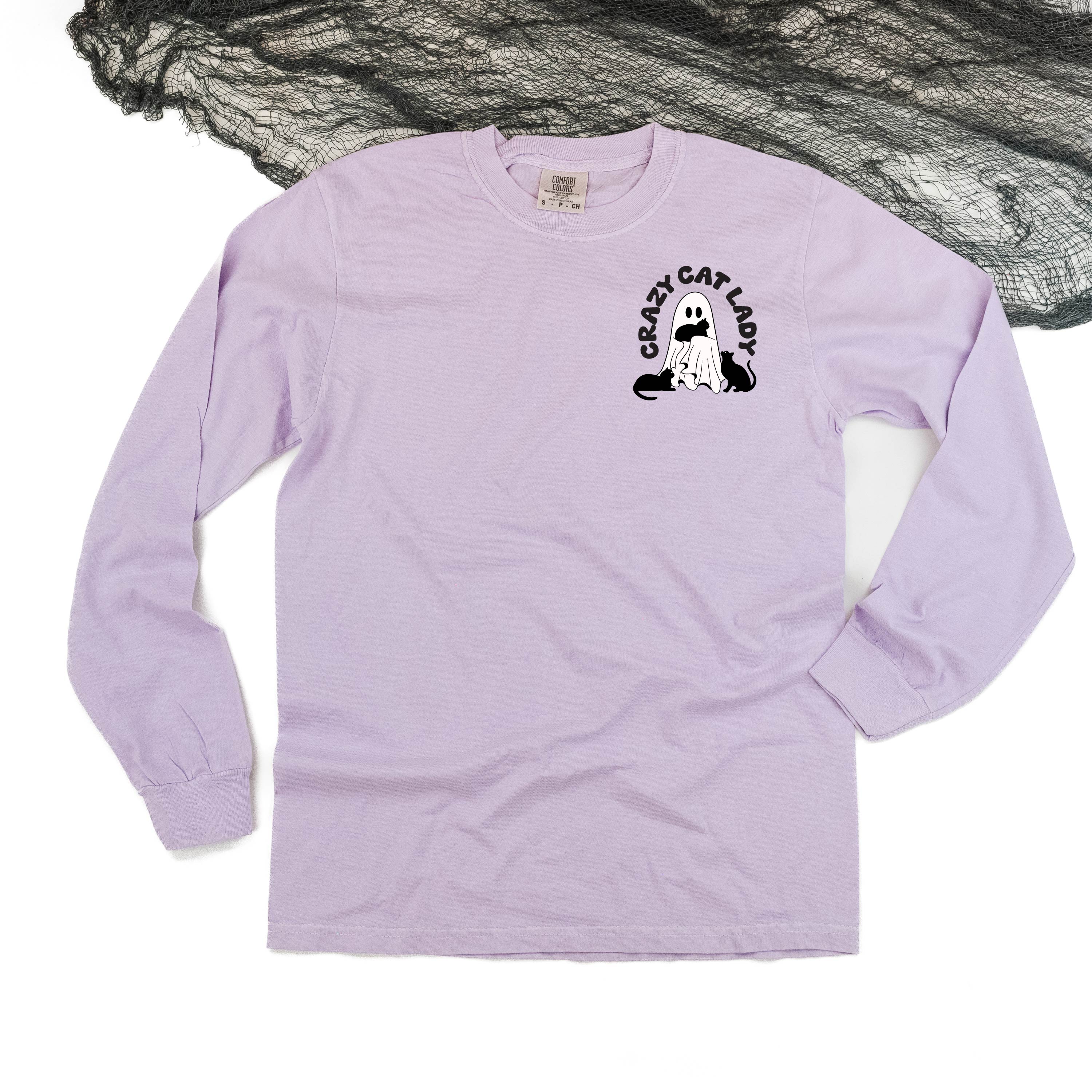 Crazy Cat Lady - POCKET DESIGN - Long Sleeve Comfort Colors Tee Little Mama Shirt Shop