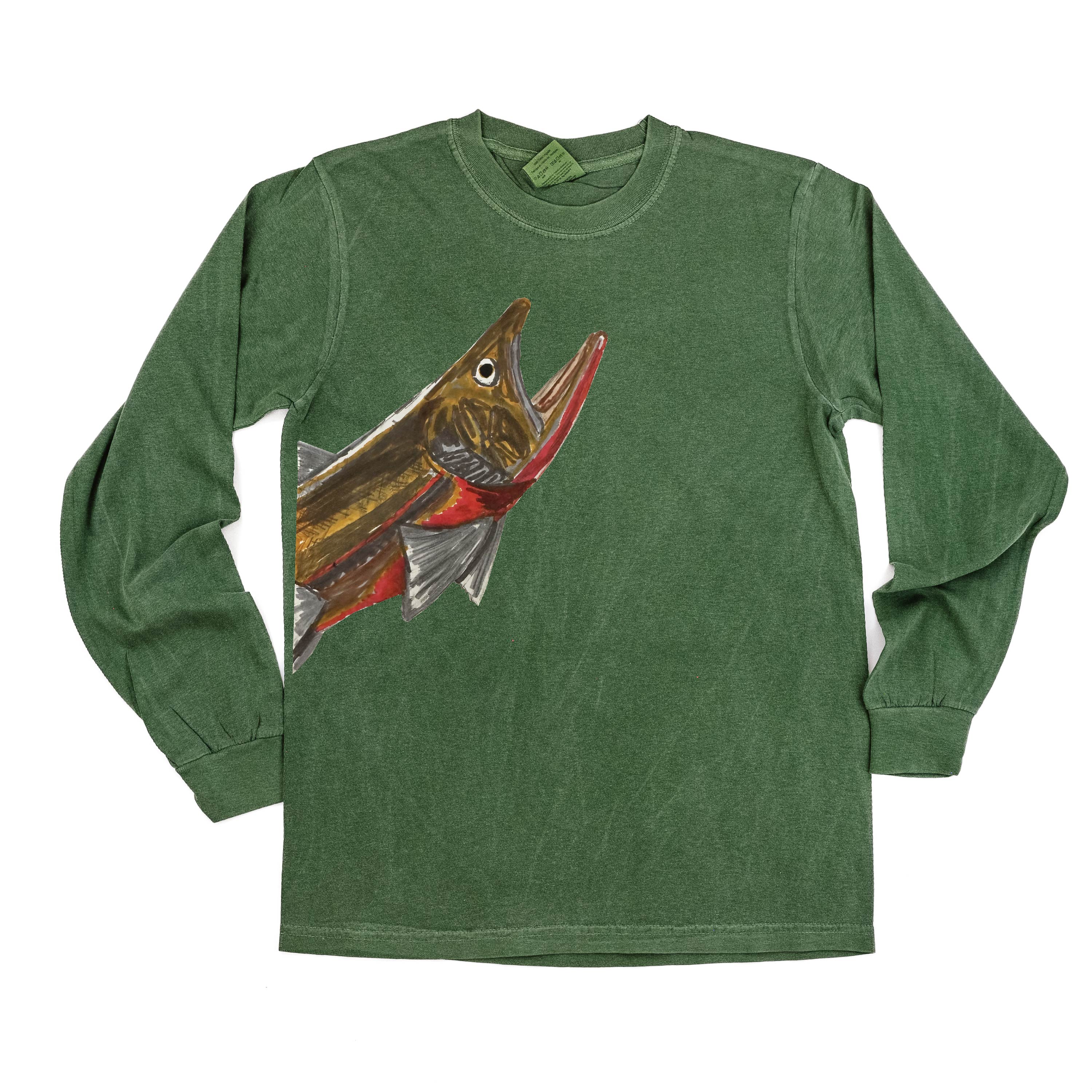 Cutthroat Trout - Hand Drawn - LONG SLEEVE Comfort Colors Tee Little Mama Shirt Shop