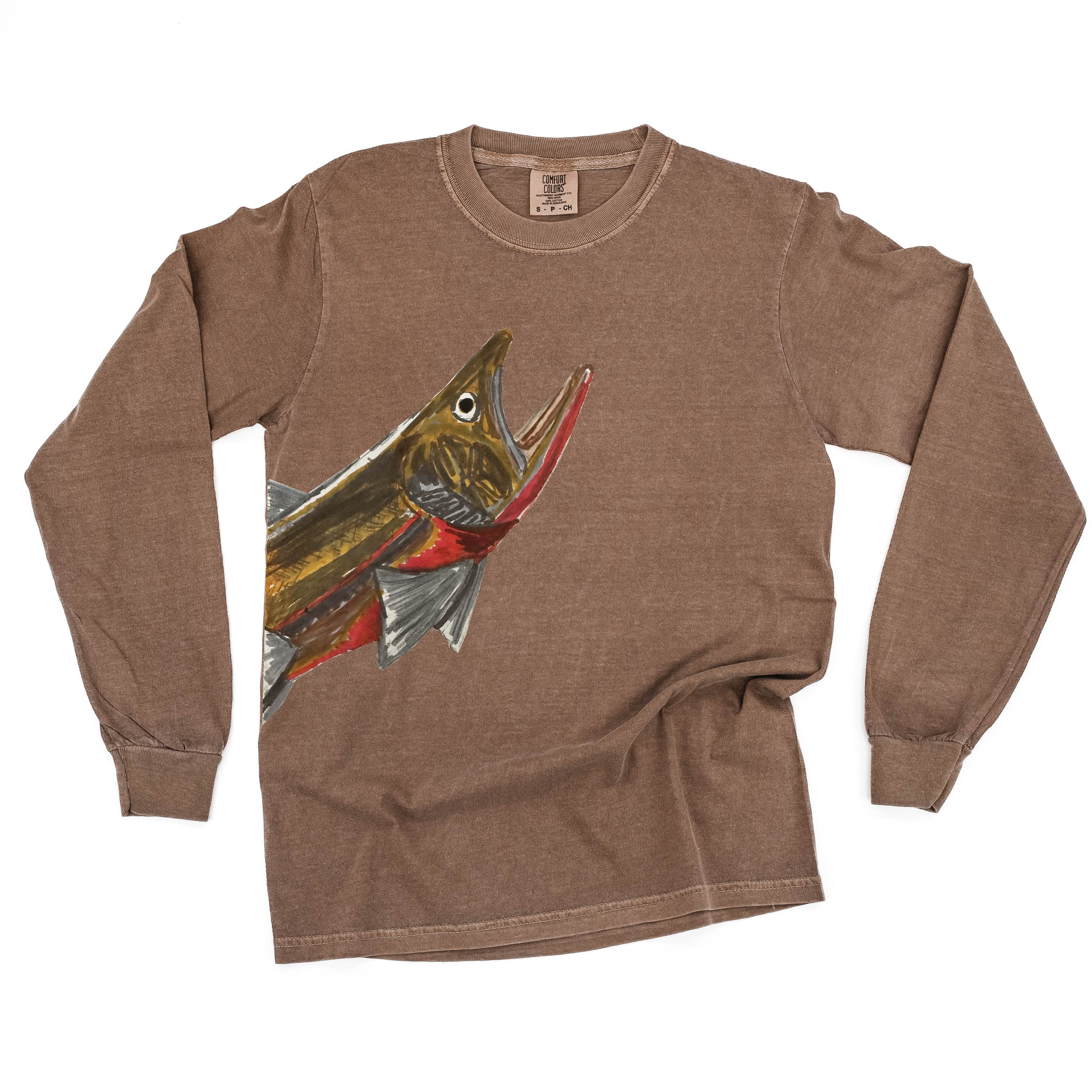 Cutthroat Trout - Hand Drawn - LONG SLEEVE Comfort Colors Tee Little Mama Shirt Shop