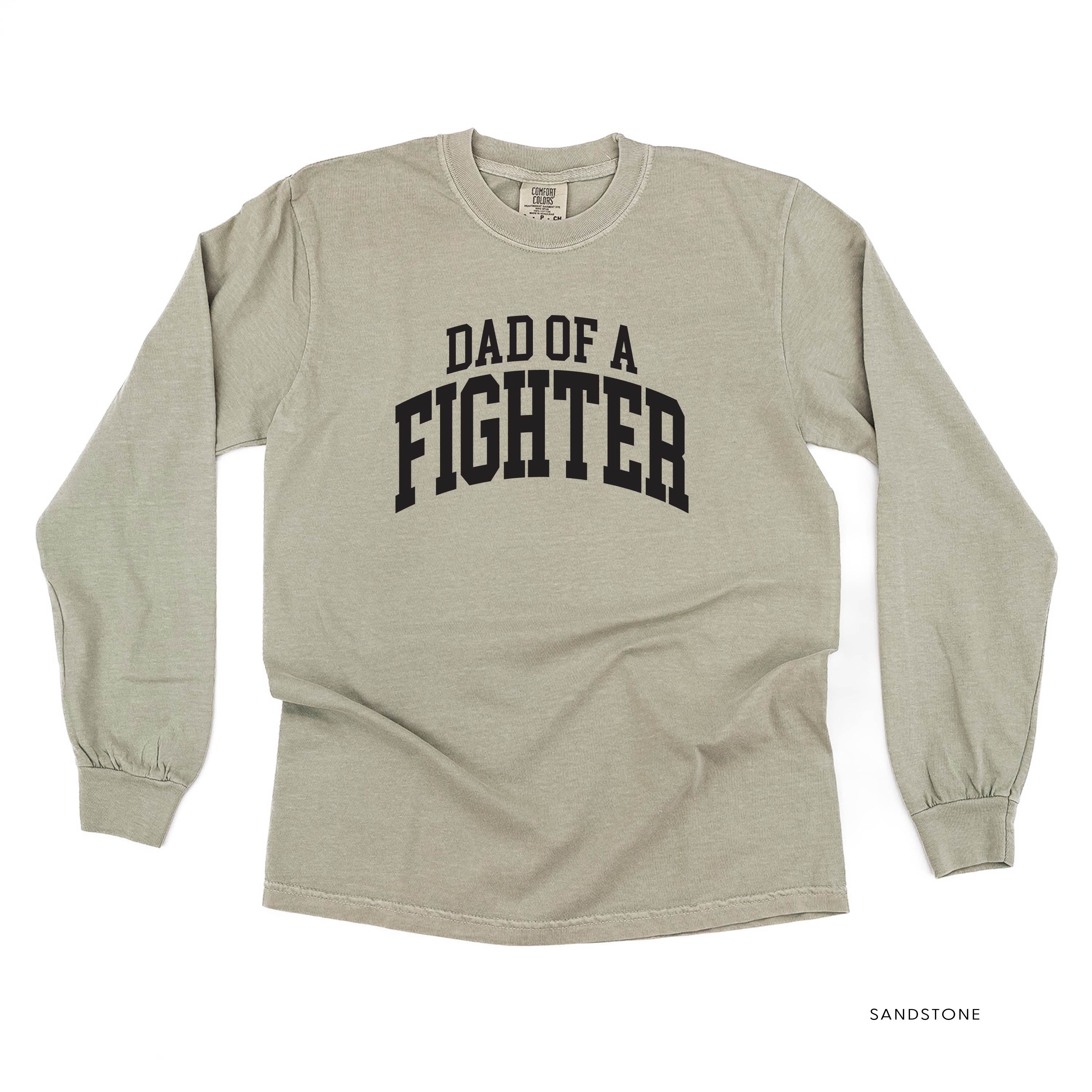 Dad of a Fighter - Varsity - Long Sleeve Comfort Colors Tee Little Mama Shirt Shop