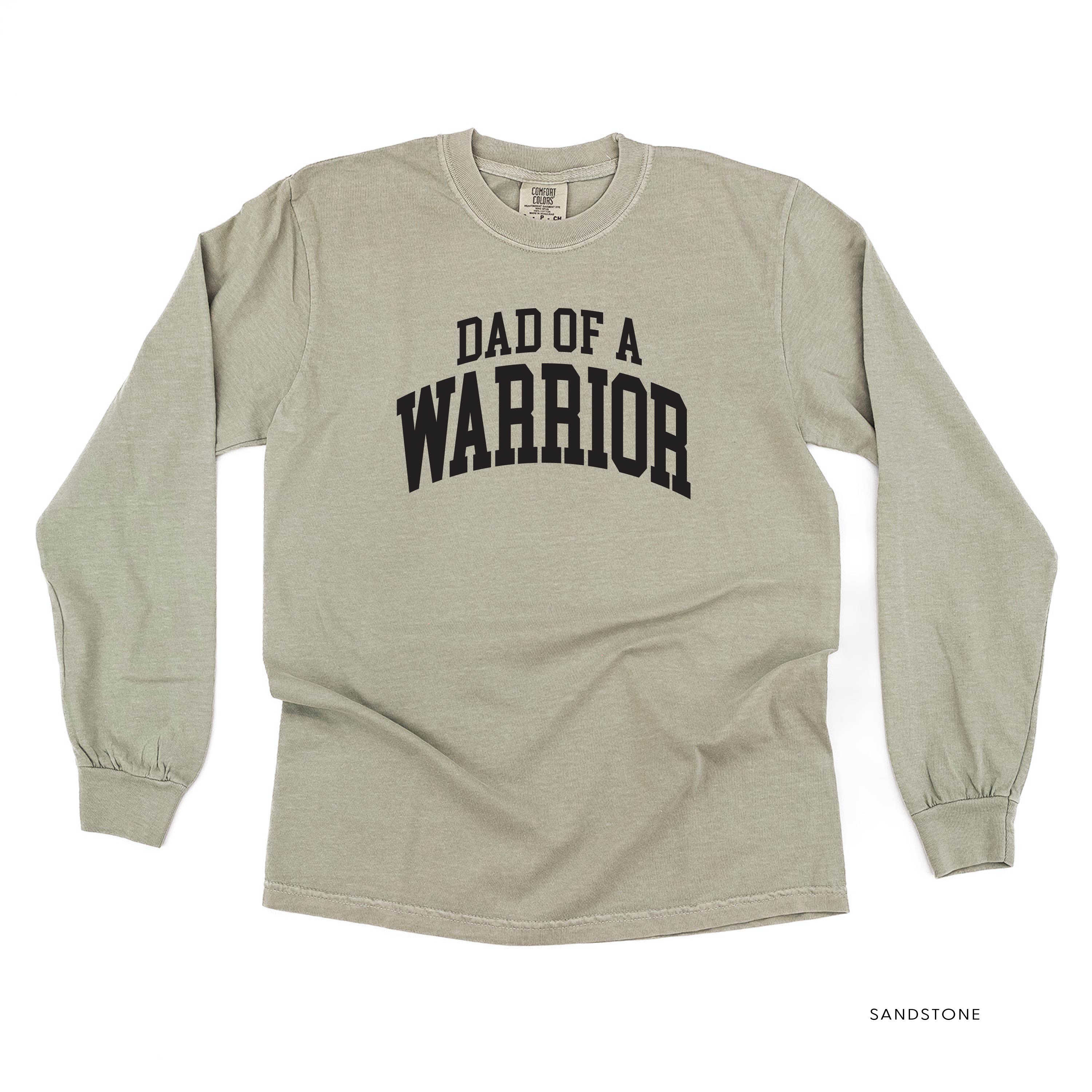 Dad of a Warrior - Varsity - Long Sleeve Comfort Colors Tee Little Mama Shirt Shop