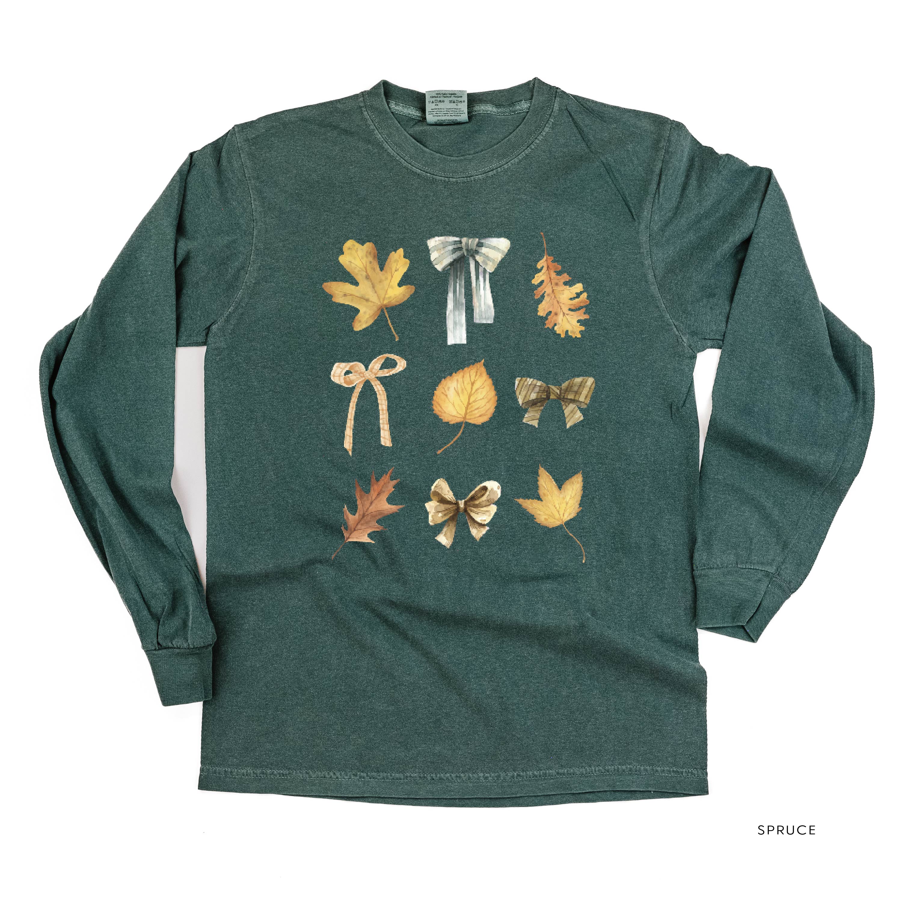 Dainty Bows and Leaves - Long Sleeve Comfort Colors Tee Little Mama Shirt Shop