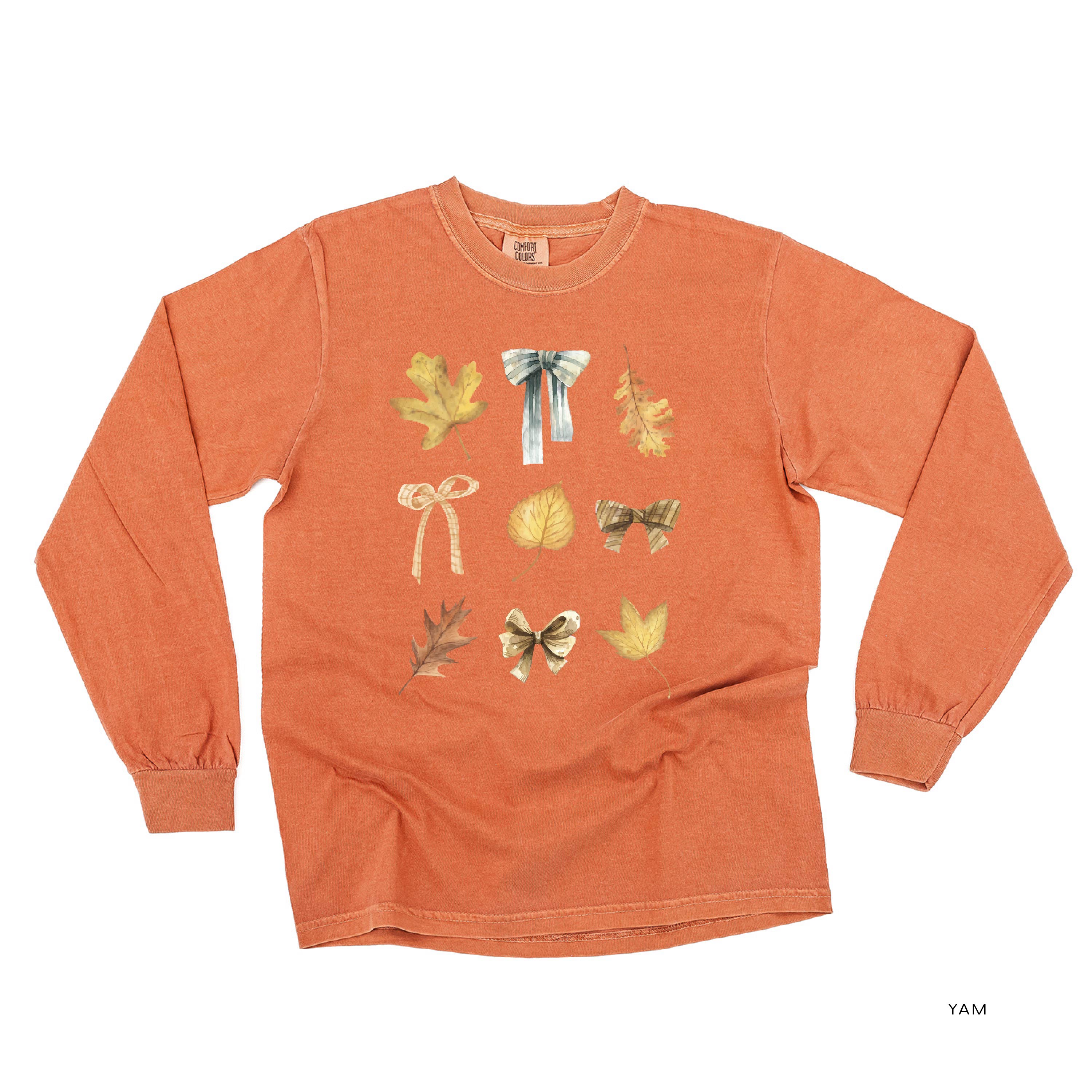 Dainty Bows and Leaves - Long Sleeve Comfort Colors Tee Little Mama Shirt Shop