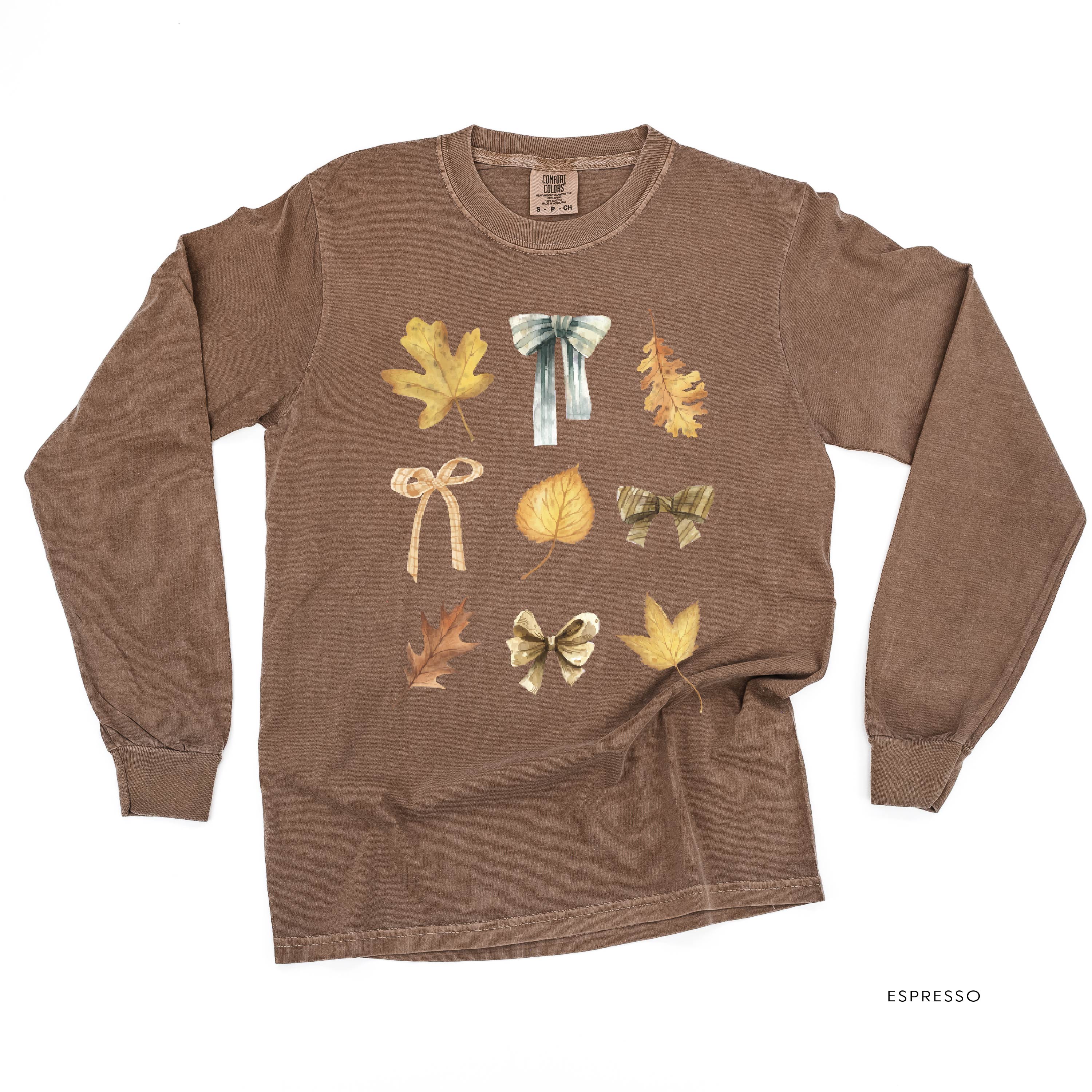 Dainty Bows and Leaves - Long Sleeve Comfort Colors Tee Little Mama Shirt Shop