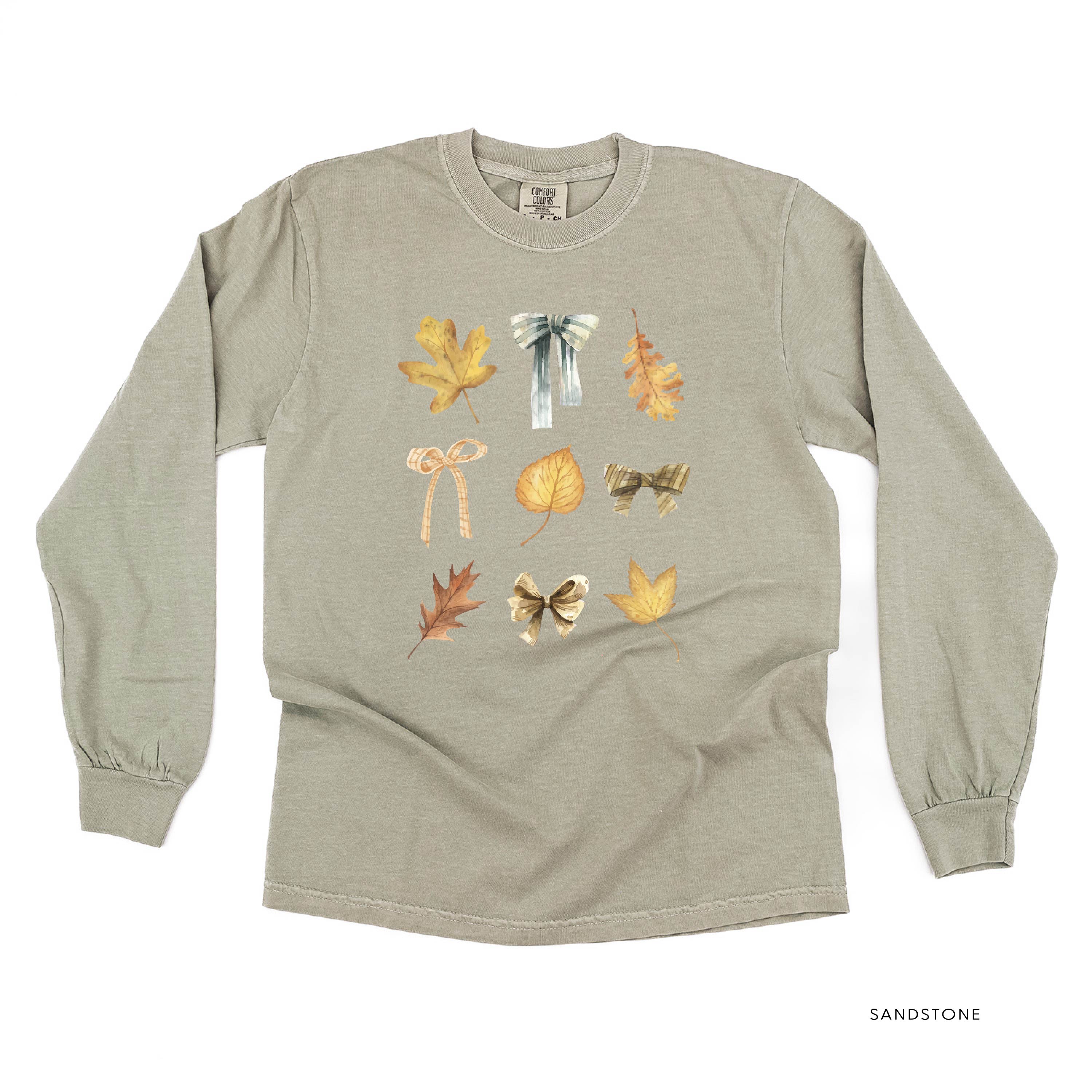 Dainty Bows and Leaves - Long Sleeve Comfort Colors Tee Little Mama Shirt Shop