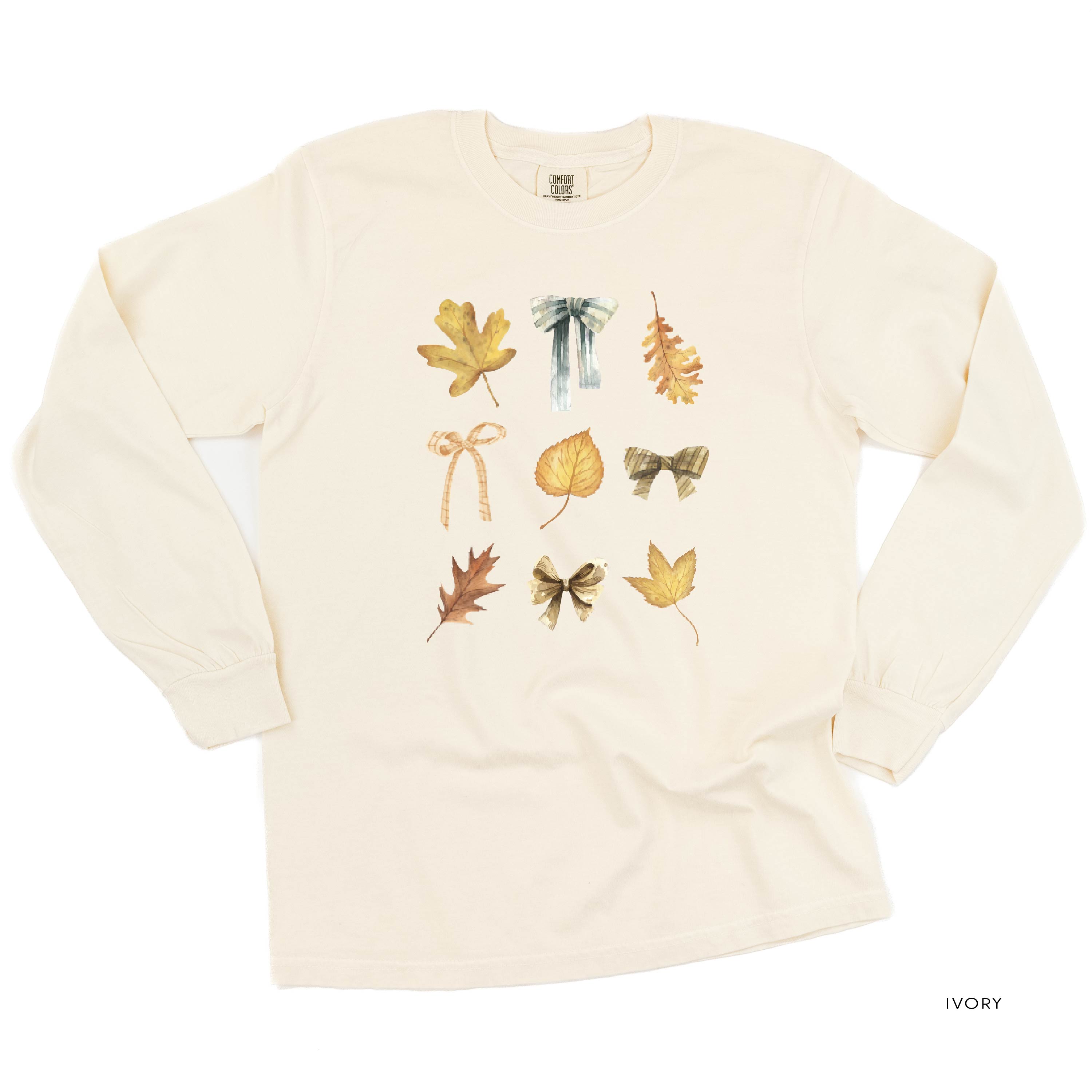 Dainty Bows and Leaves - Long Sleeve Comfort Colors Tee Little Mama Shirt Shop