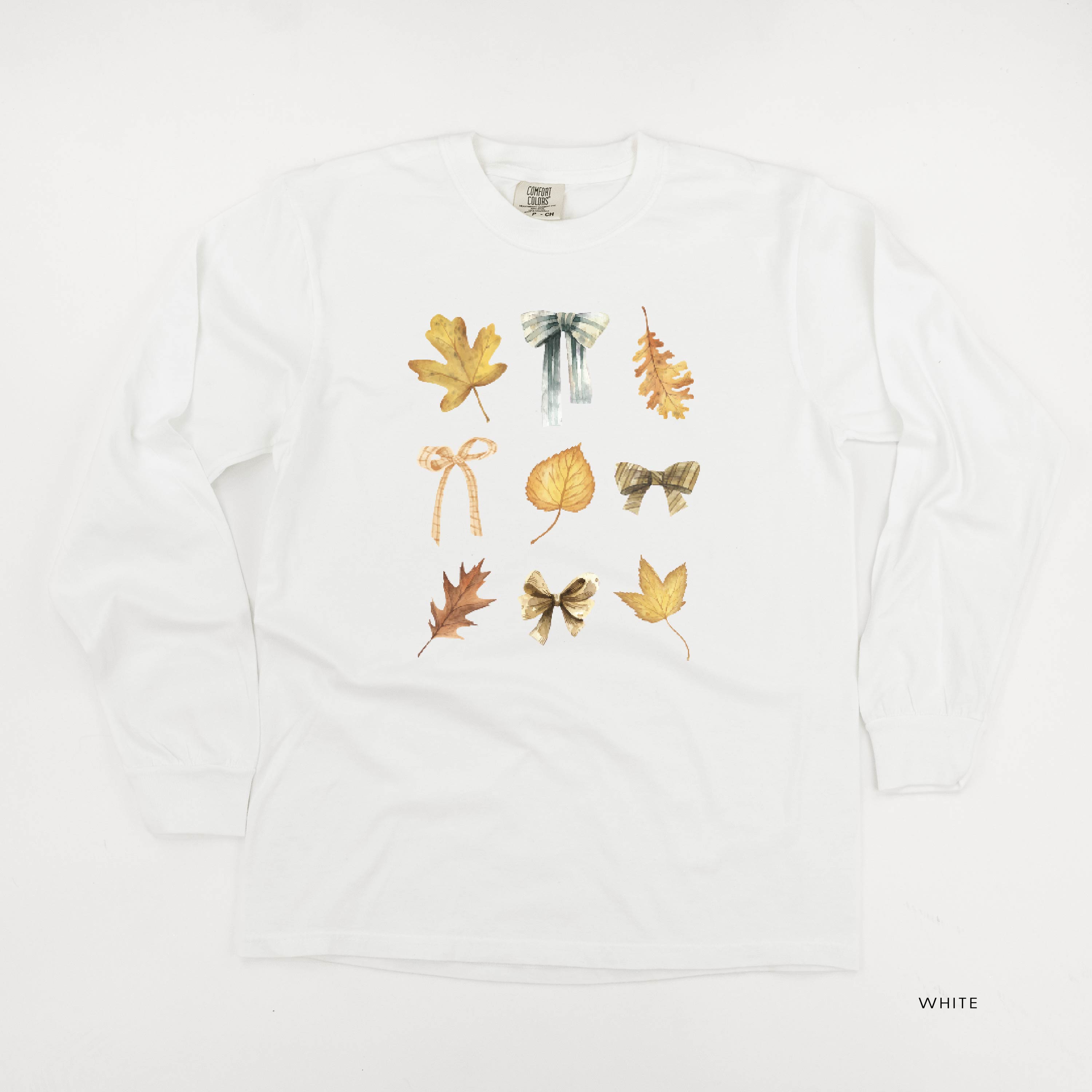 Dainty Bows and Leaves - Long Sleeve Comfort Colors Tee Little Mama Shirt Shop