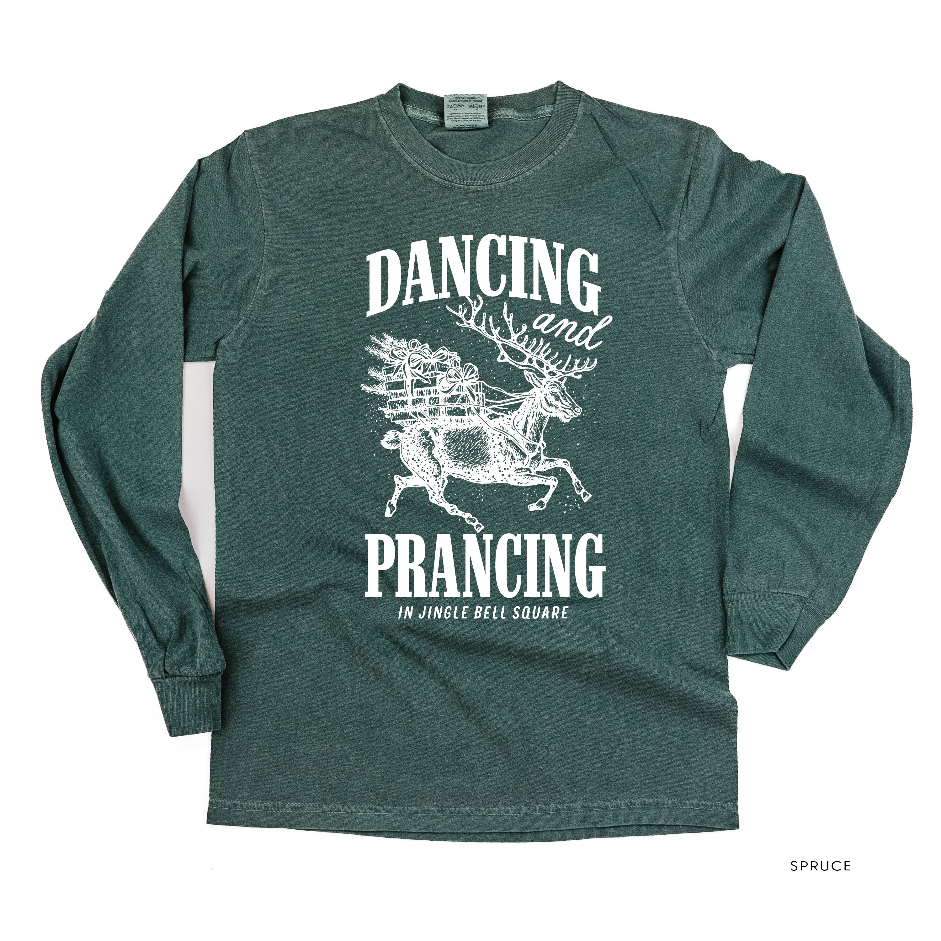 Dancing and Prancing in Jingle Bell Square - LONG SLEEVE Comfort Colors Tee Little Mama Shirt Shop