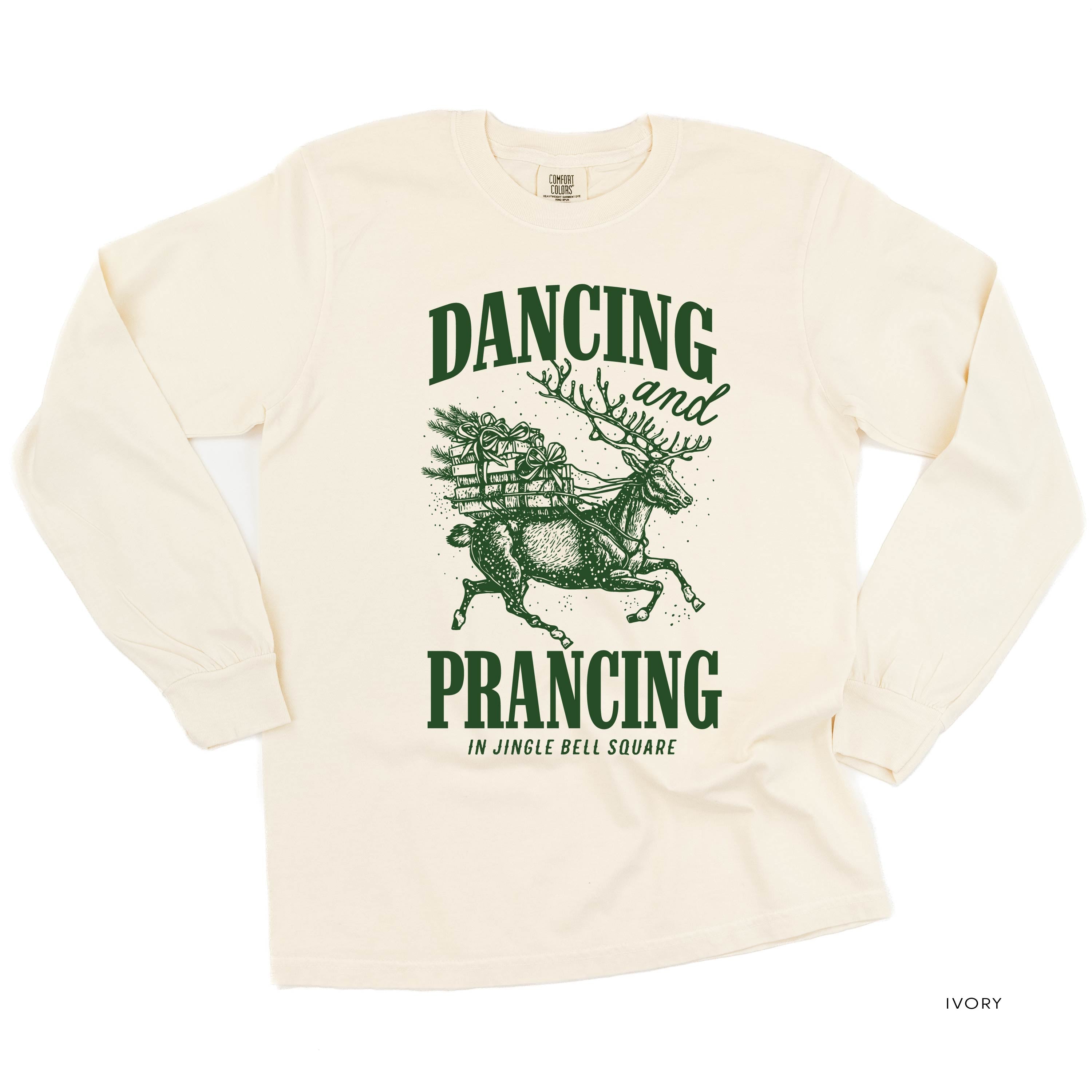 Dancing and Prancing in Jingle Bell Square - LONG SLEEVE Comfort Colors Tee Little Mama Shirt Shop