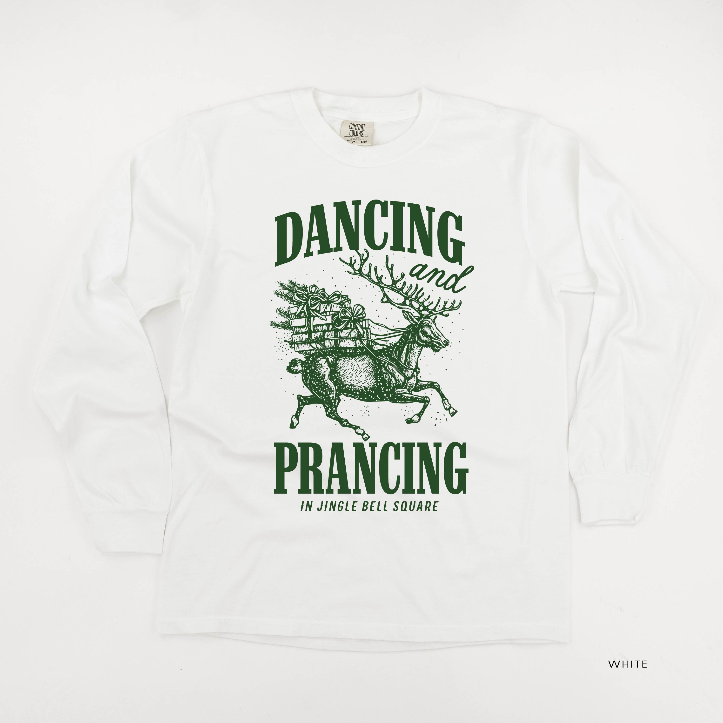Dancing and Prancing in Jingle Bell Square - LONG SLEEVE Comfort Colors Tee Little Mama Shirt Shop