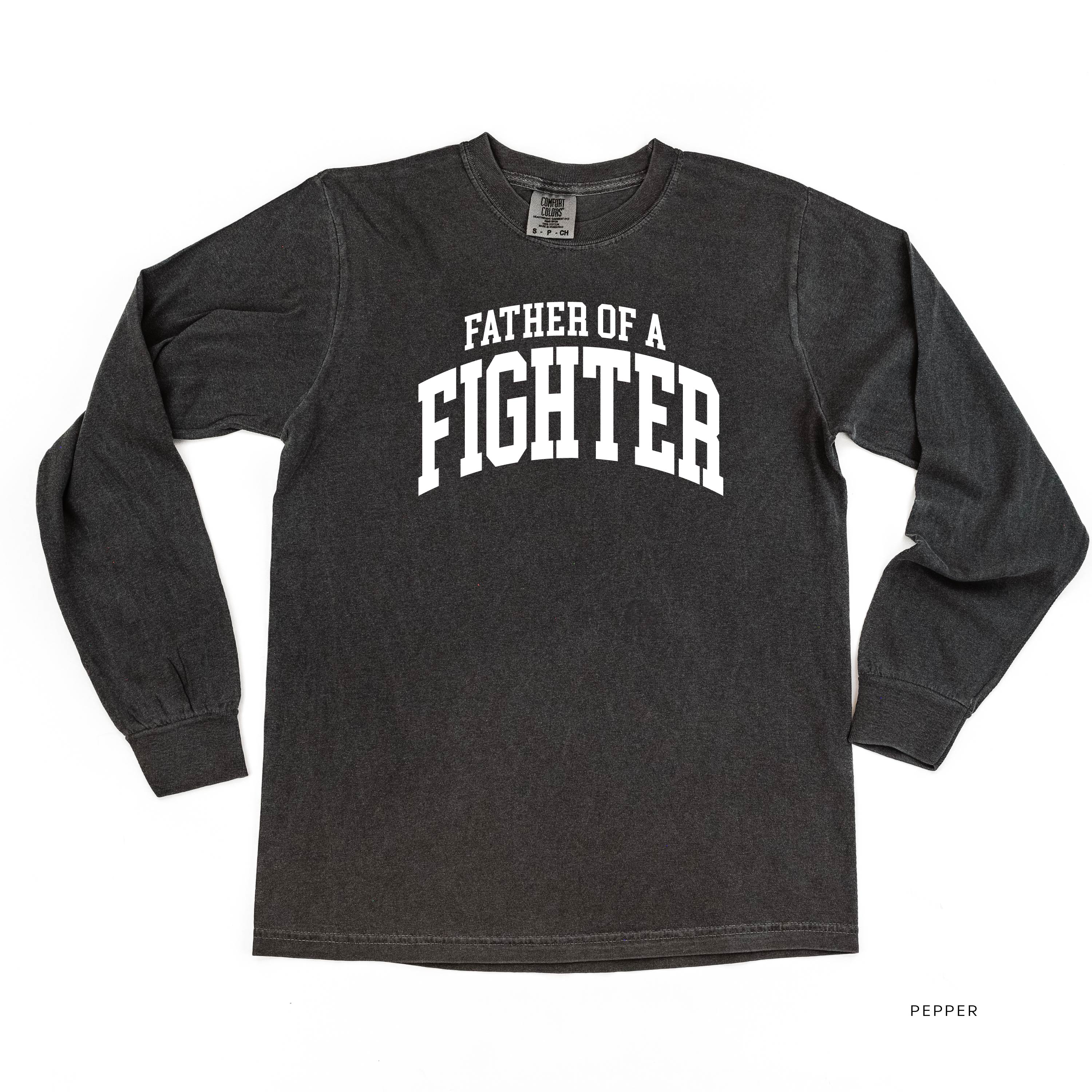 Father of a Fighter - Varsity - Long Sleeve Comfort Colors Tee Little Mama Shirt Shop