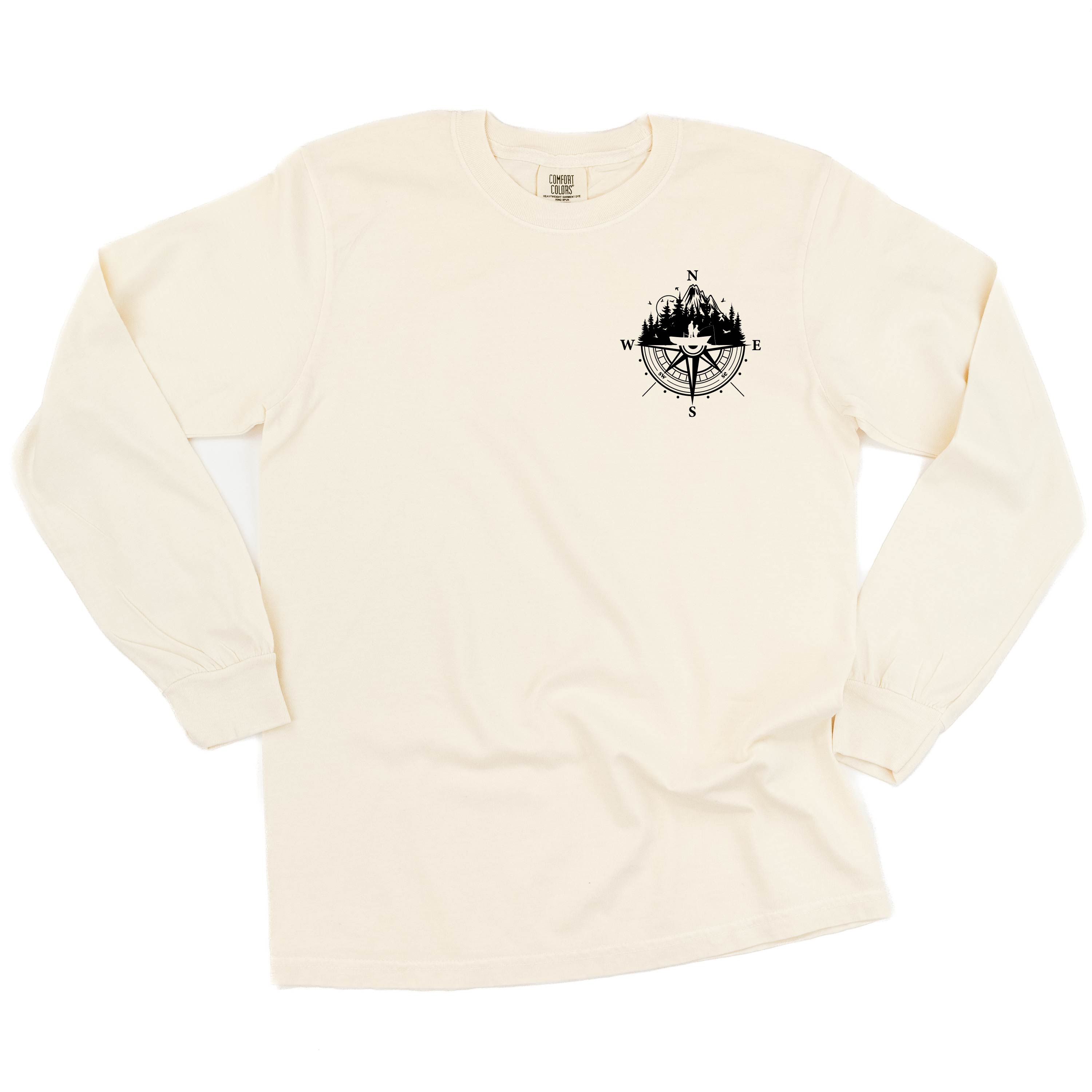 Fishing Compass - Fishing Scene (pf&b) - LONG SLEEVE Comfort Colors Tee Little Mama Shirt Shop