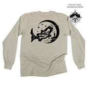 Fishing Compass - Fishing Scene (pf&b) - LONG SLEEVE Comfort Colors Tee Little Mama Shirt Shop