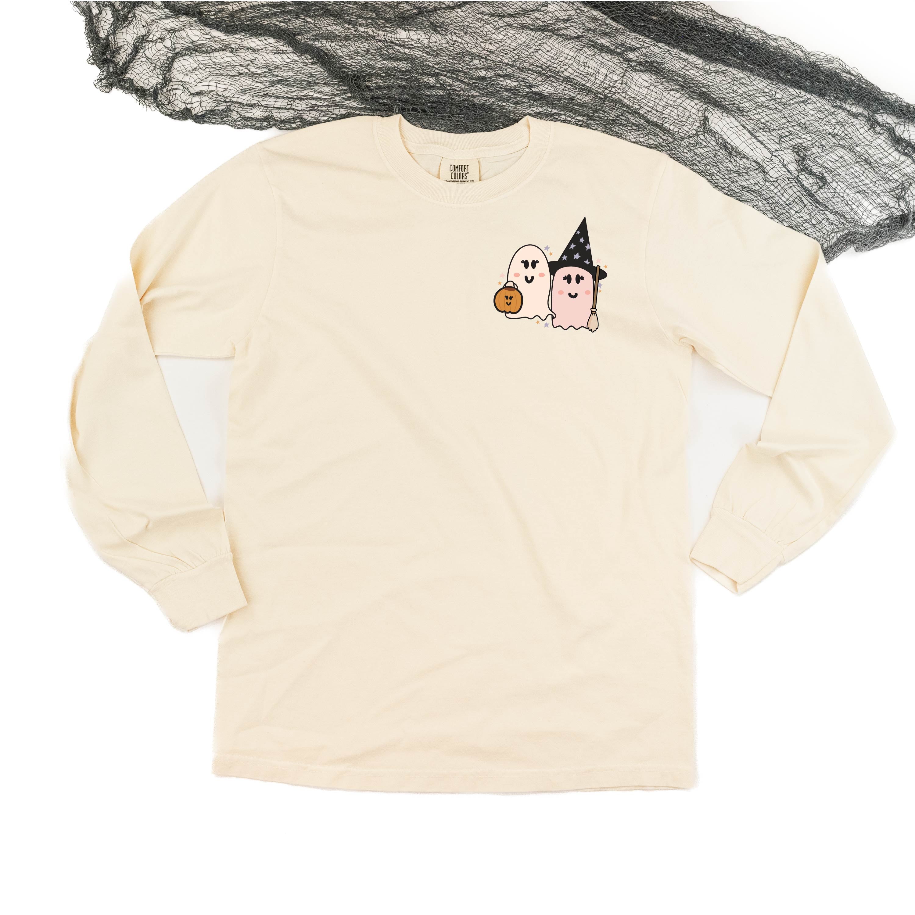 Ghosty Girls - POCKET DESIGN - Long Sleeve Comfort Colors Tee Little Mama Shirt Shop
