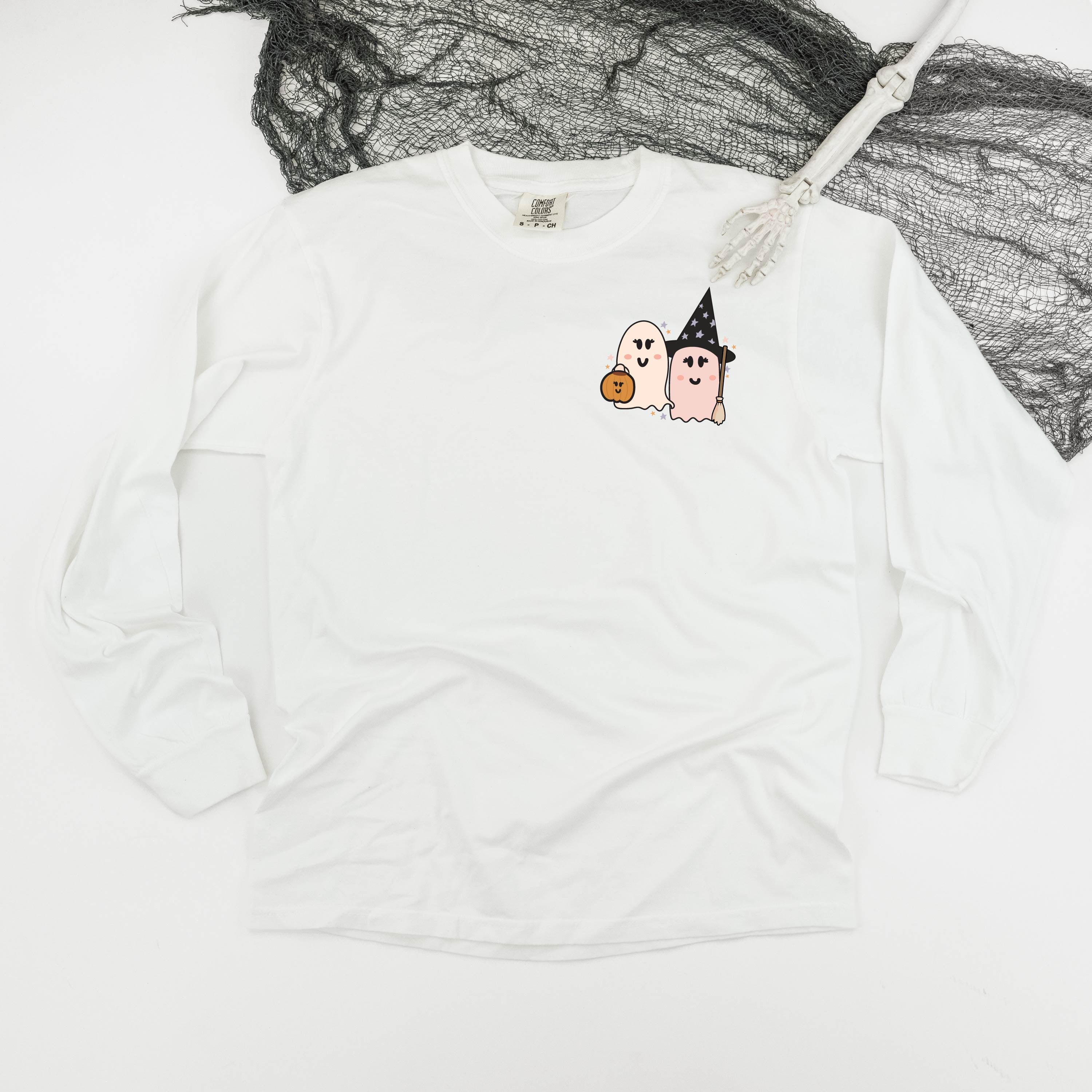 Ghosty Girls - POCKET DESIGN - Long Sleeve Comfort Colors Tee Little Mama Shirt Shop