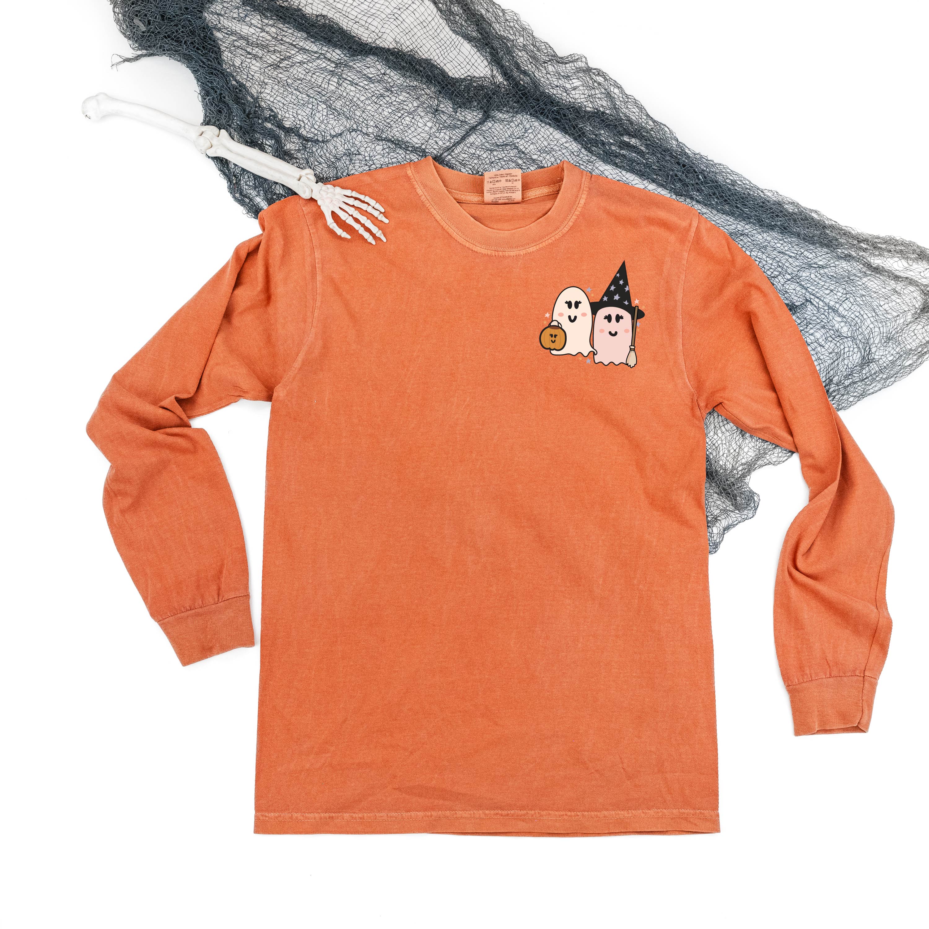 Ghosty Girls - POCKET DESIGN - Long Sleeve Comfort Colors Tee Little Mama Shirt Shop