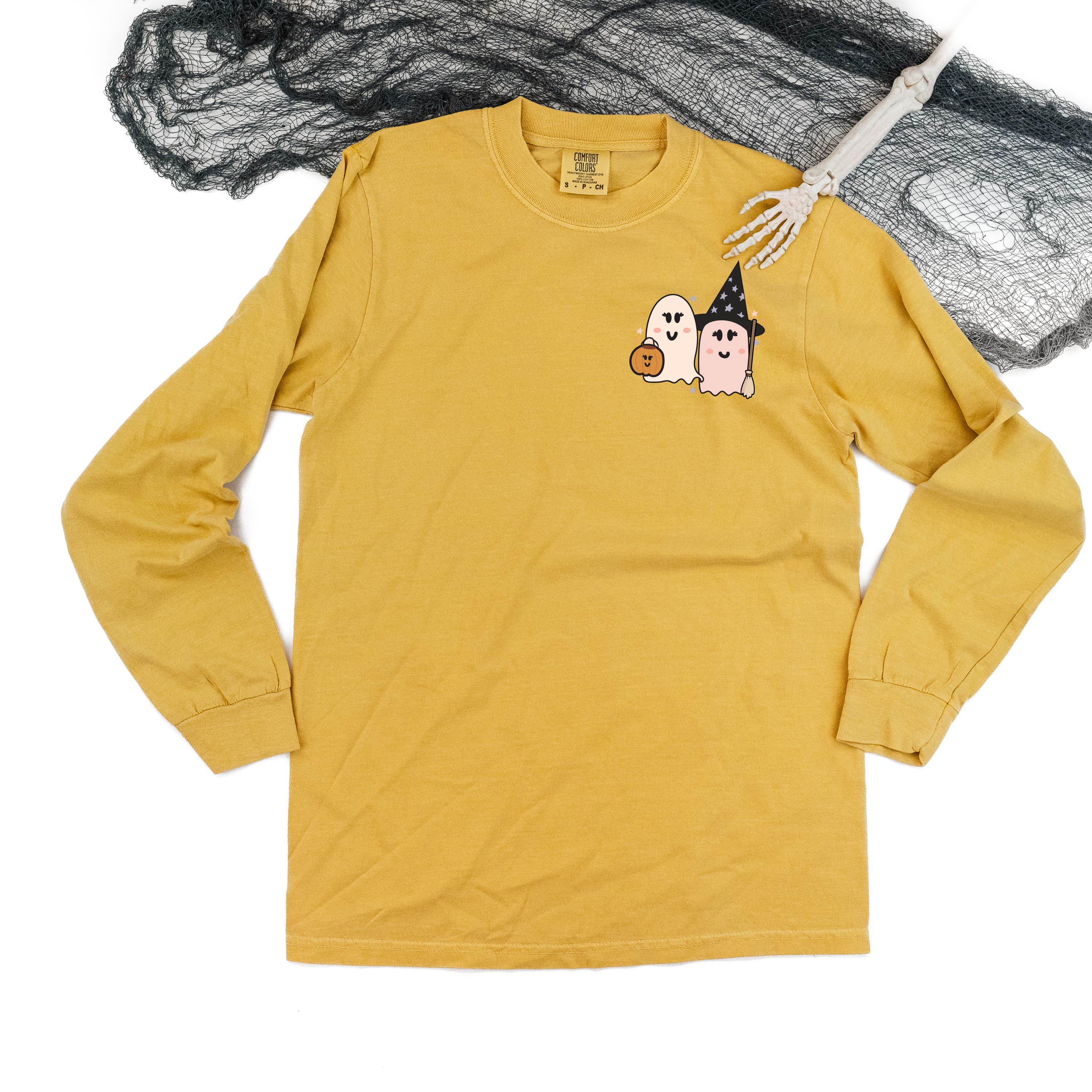 Ghosty Girls - POCKET DESIGN - Long Sleeve Comfort Colors Tee Little Mama Shirt Shop