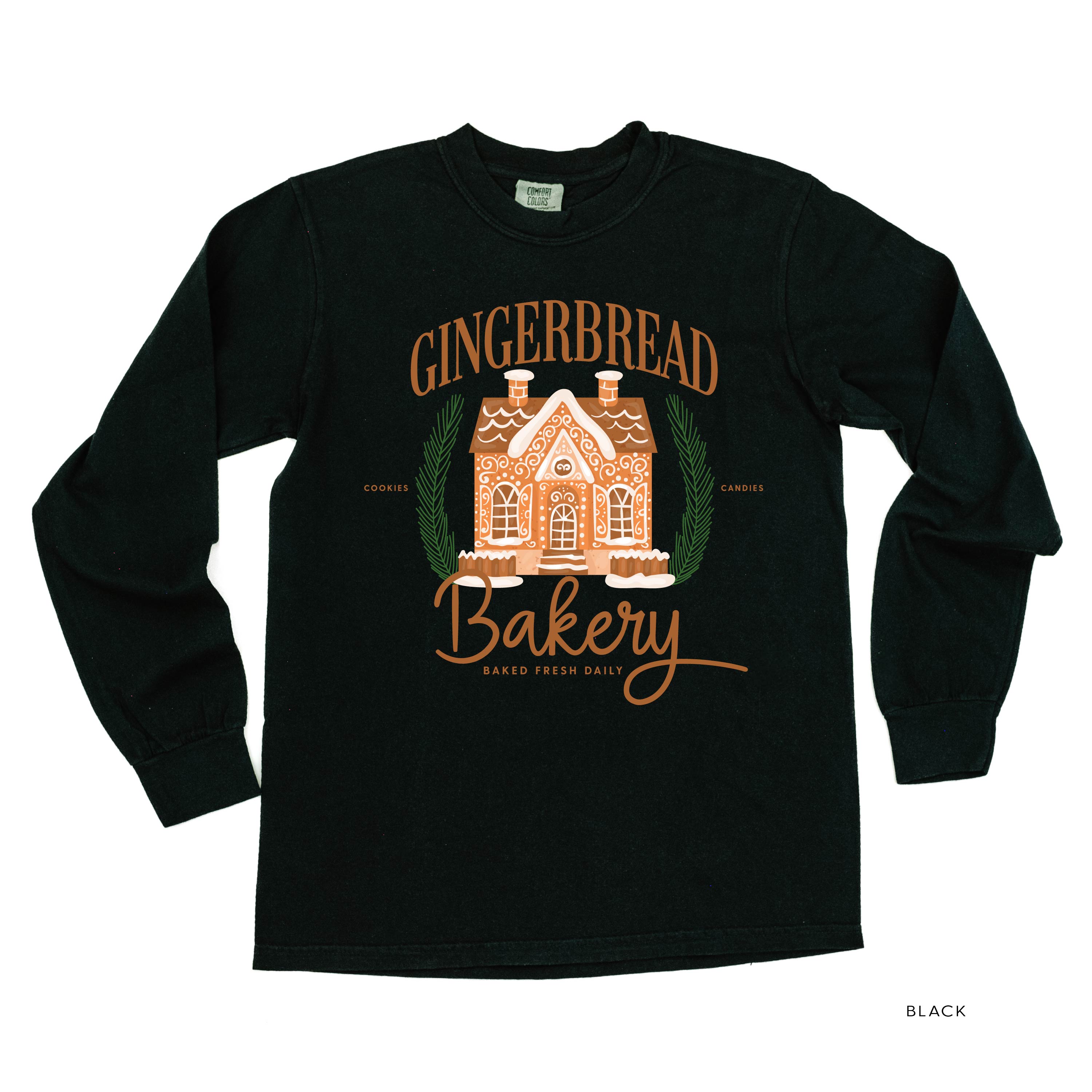 Gingerbread Bakery - LONG SLEEVE Comfort Colors Tee Little Mama Shirt Shop