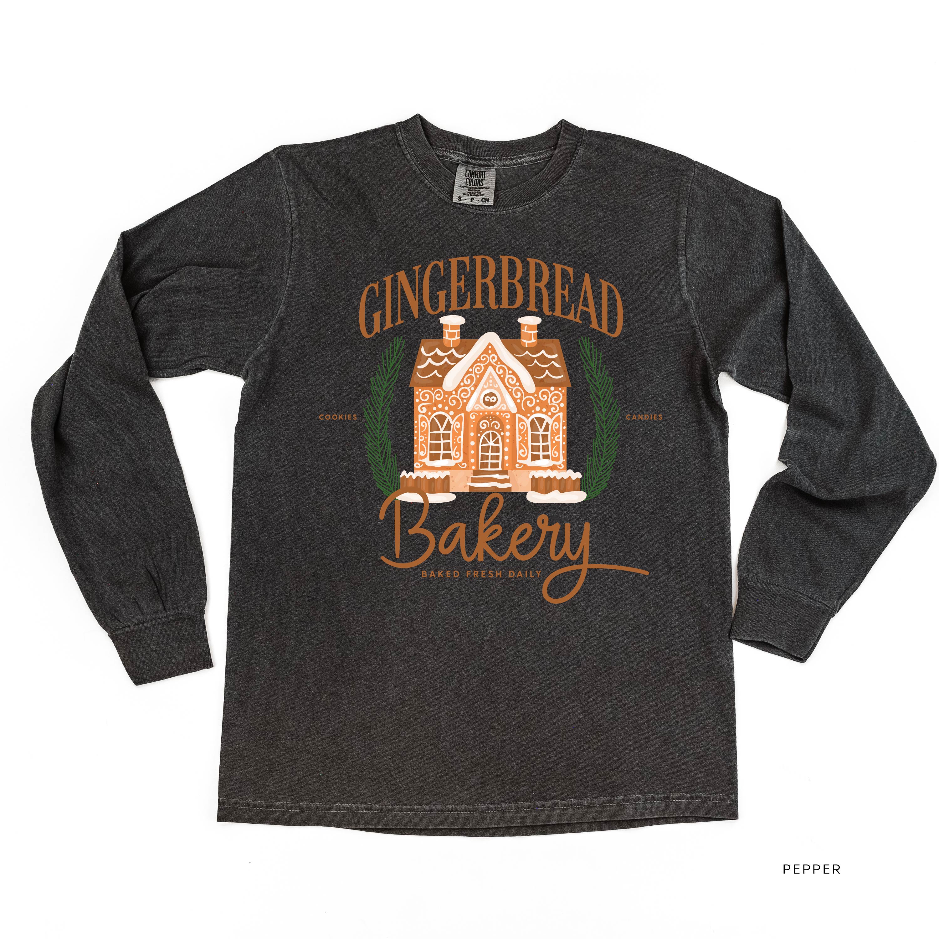 Gingerbread Bakery - LONG SLEEVE Comfort Colors Tee Little Mama Shirt Shop