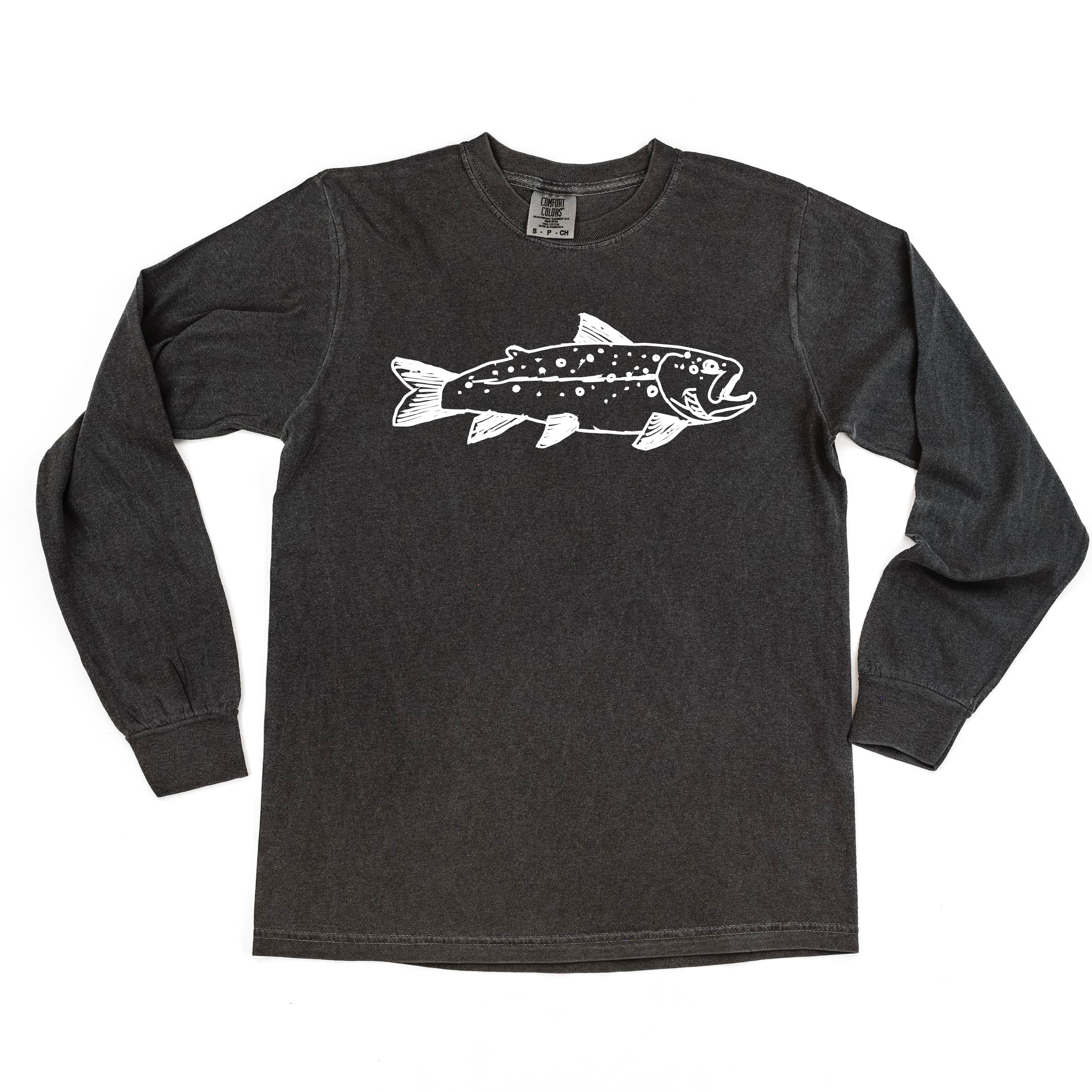 Hand Drawn Brook Trout - LONG SLEEVE Comfort Colors Tee Little Mama Shirt Shop