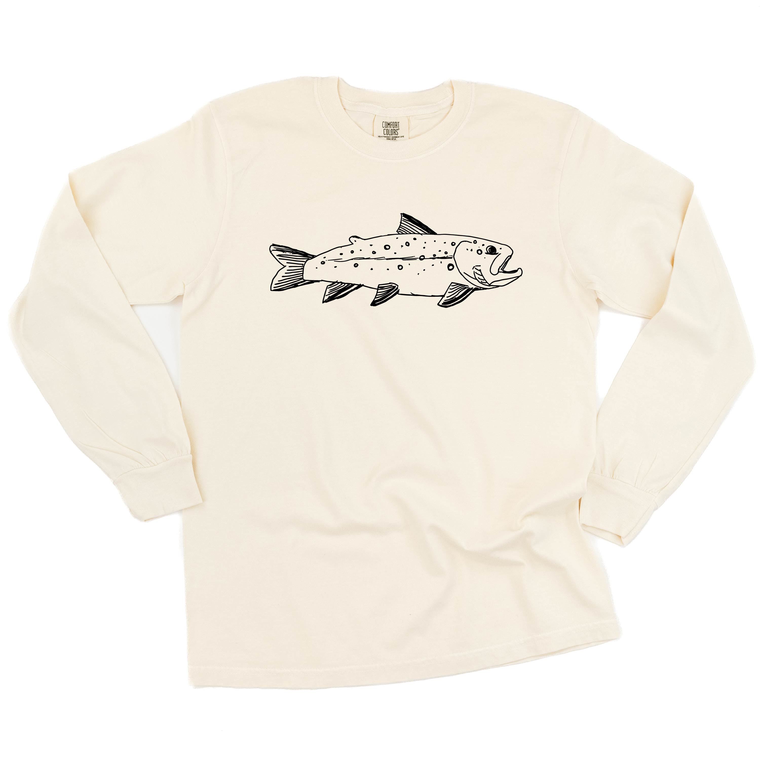 Hand Drawn Brook Trout - LONG SLEEVE Comfort Colors Tee Little Mama Shirt Shop