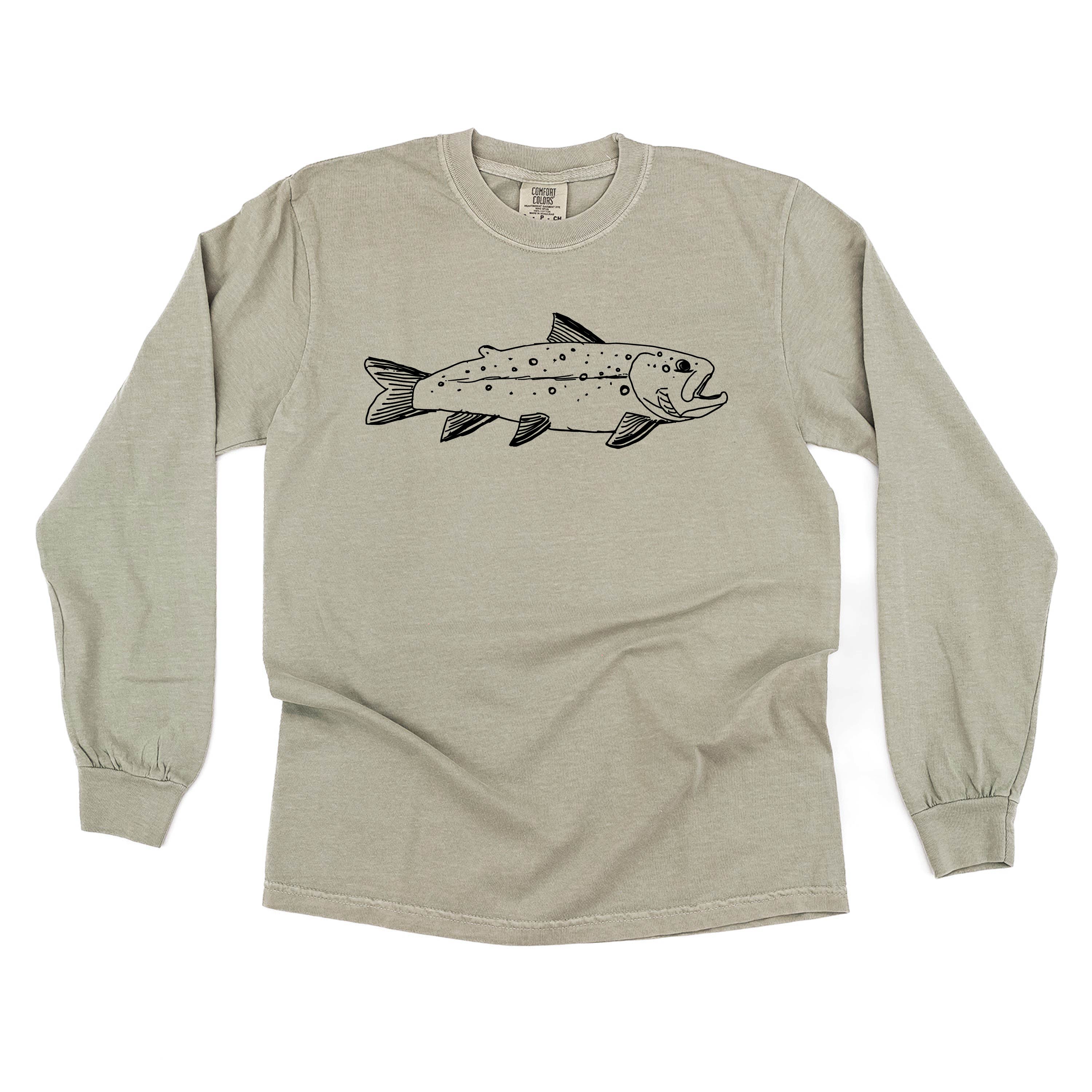 Hand Drawn Brook Trout - LONG SLEEVE Comfort Colors Tee Little Mama Shirt Shop