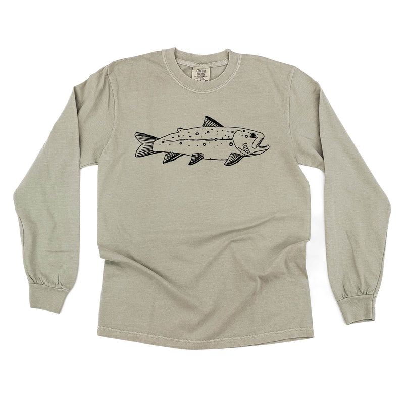 Hand Drawn Brook Trout - LONG SLEEVE COMFORT COLORS TEE