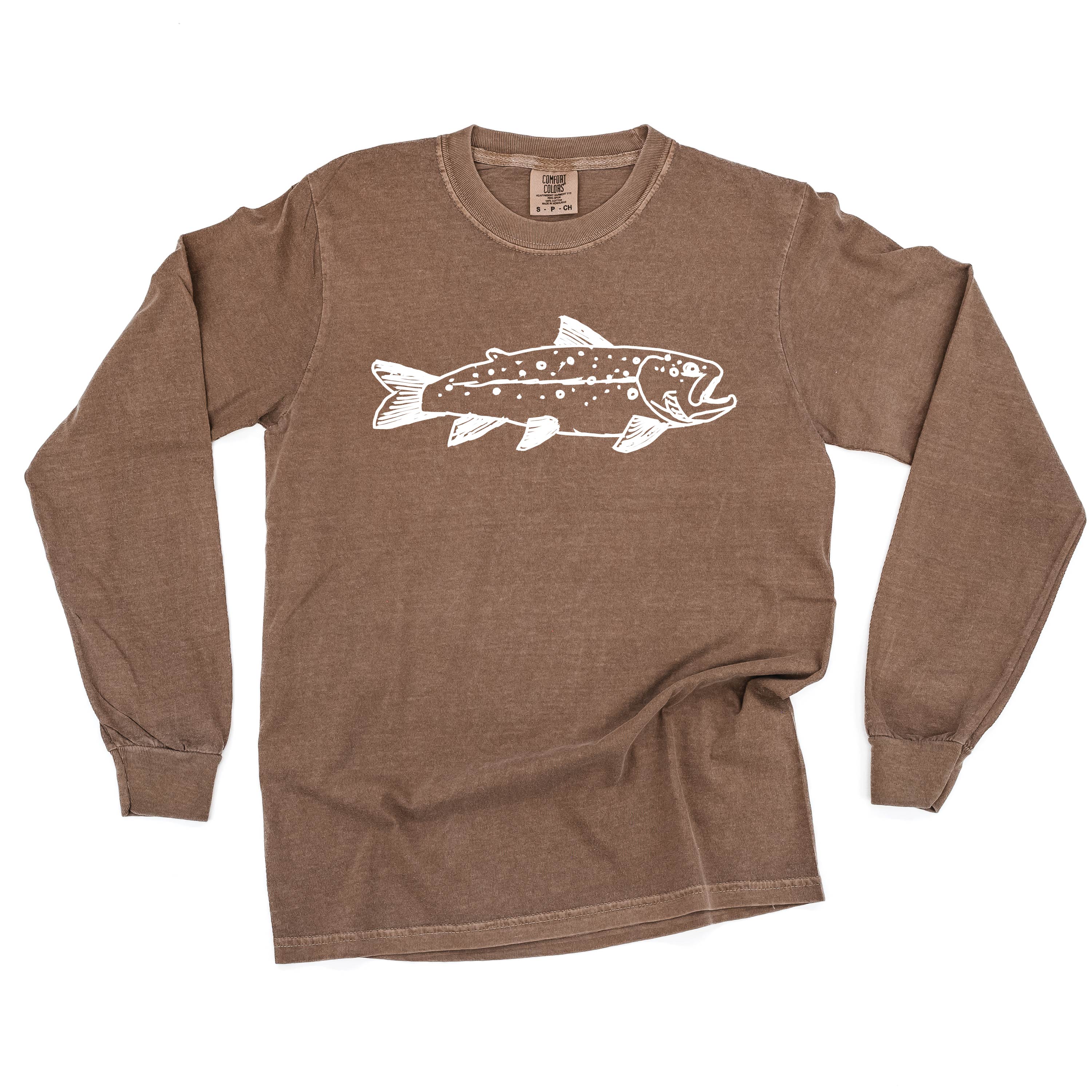 Hand Drawn Brook Trout - LONG SLEEVE Comfort Colors Tee Little Mama Shirt Shop