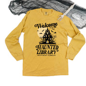 Haunted Library - Long Sleeve Comfort Colors Tee Little Mama Shirt Shop
