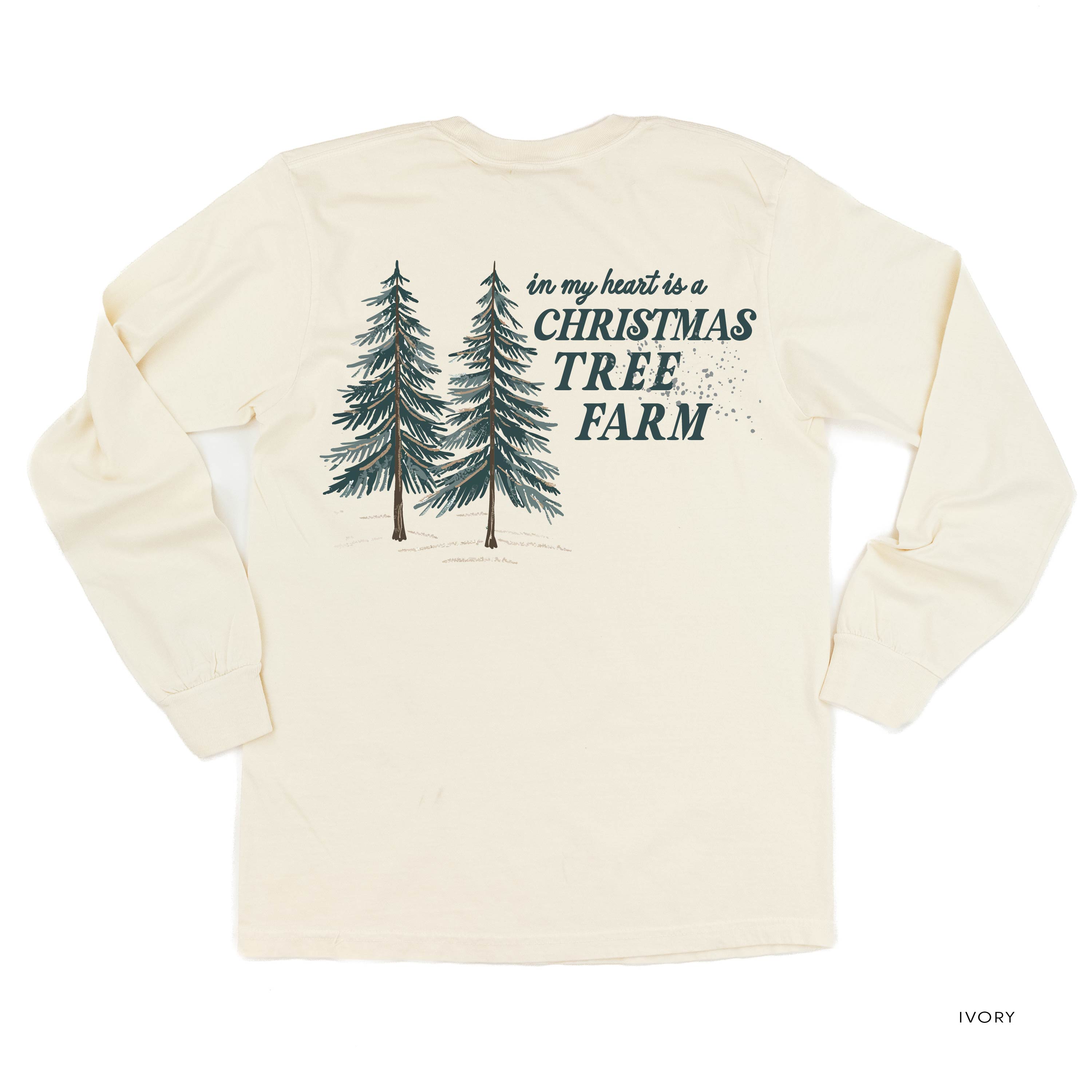 In My Heart Is A Christmas Tree Farm (pf&b) - LONG SLEEVE Comfort Colors Tee Little Mama Shirt Shop