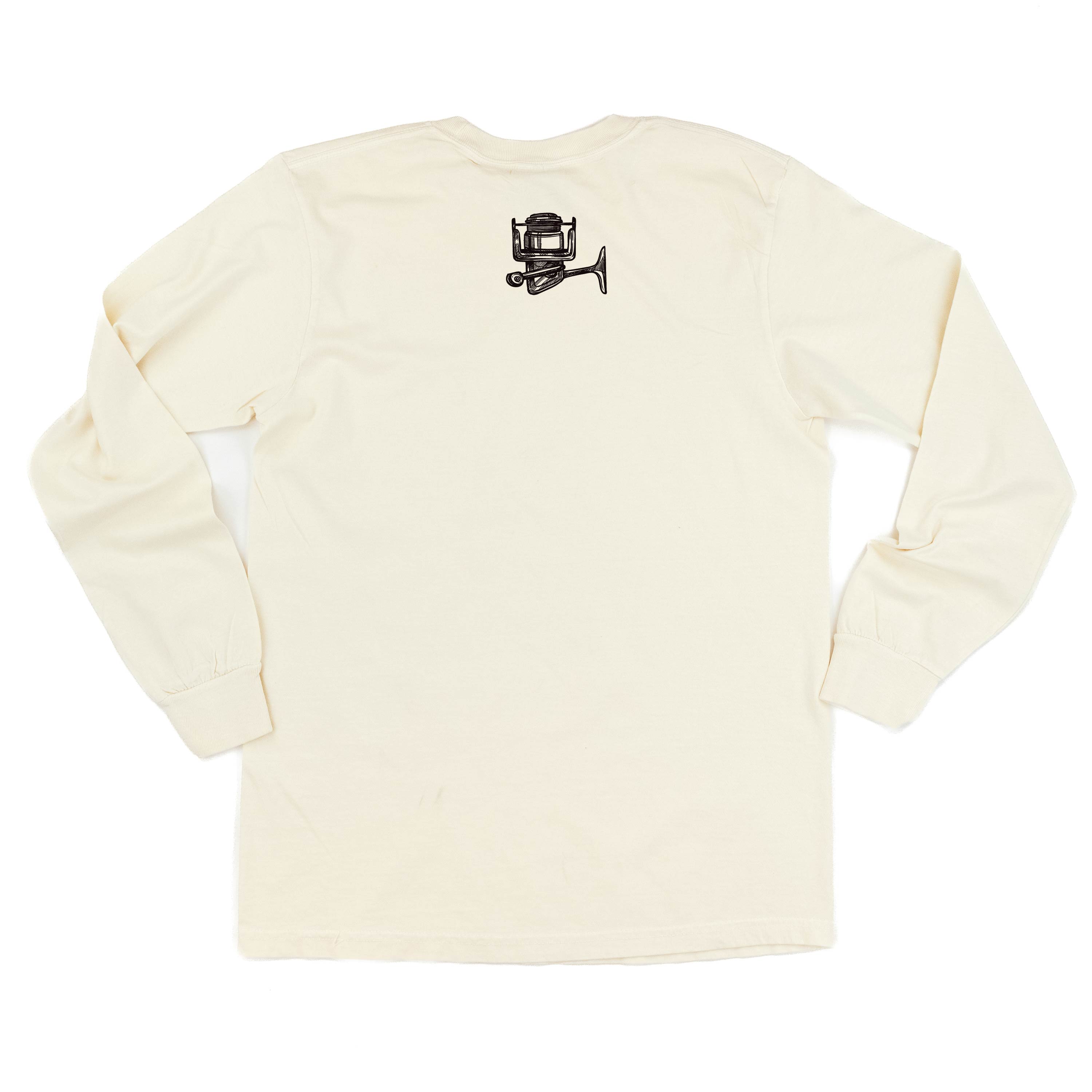 Keepin' It Reel Pocket Design on Front w/ Fishing Reel on Back - LONG SLEEVE COMFORT COLORS TEE Little Mama Shirt Shop