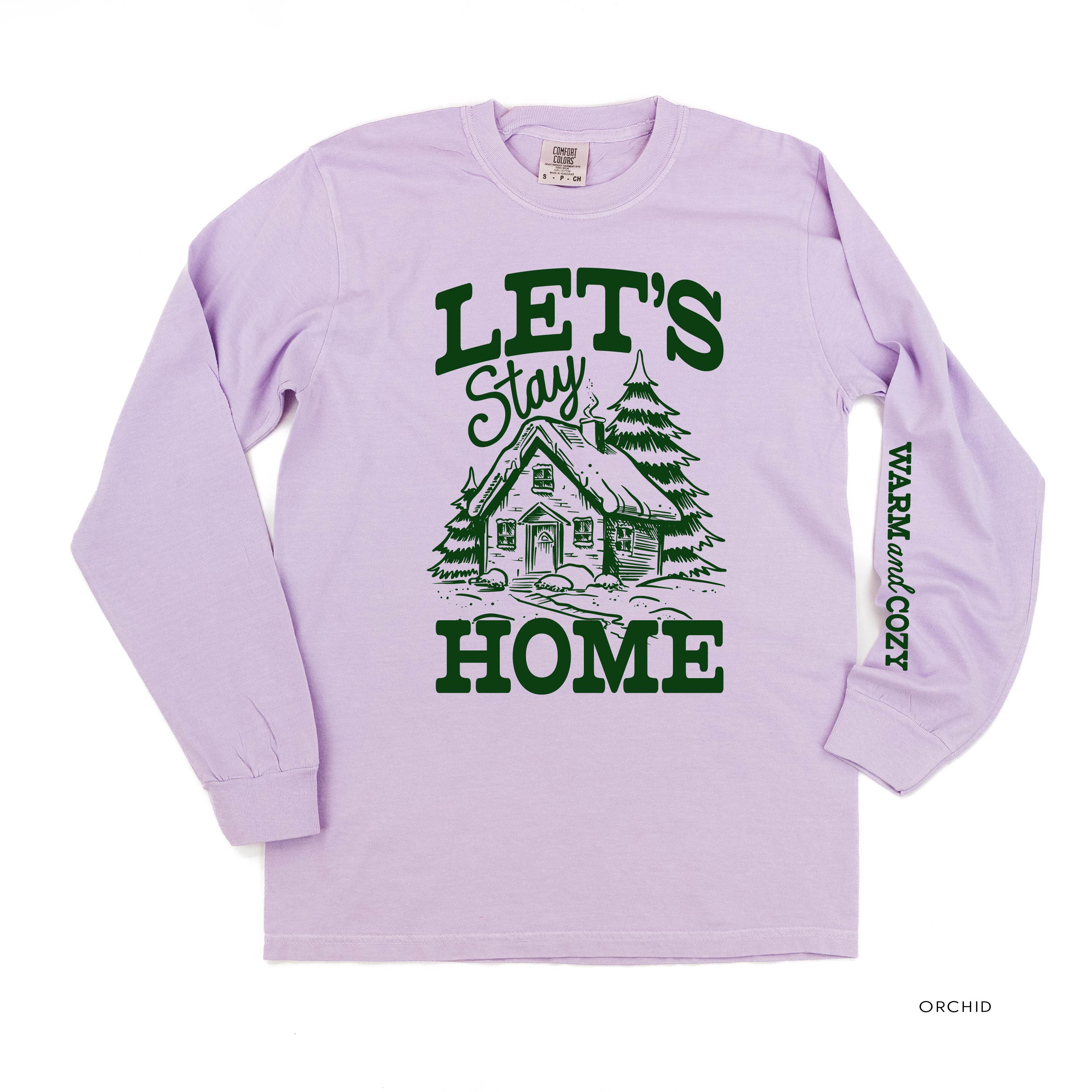Let's Stay Home (sd) - LONG SLEEVE Comfort Colors Tee Little Mama Shirt Shop
