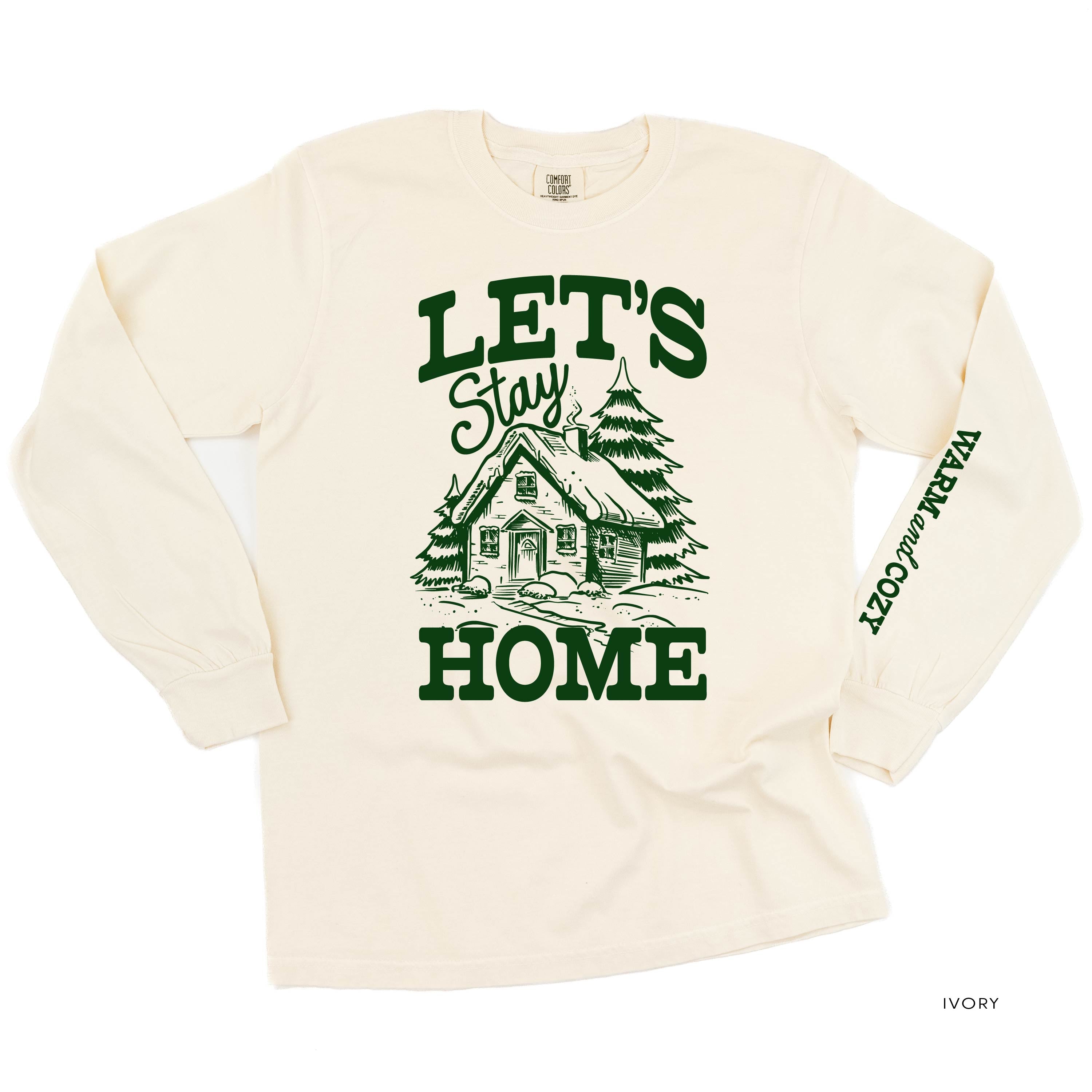 Let's Stay Home (sd) - LONG SLEEVE Comfort Colors Tee Little Mama Shirt Shop