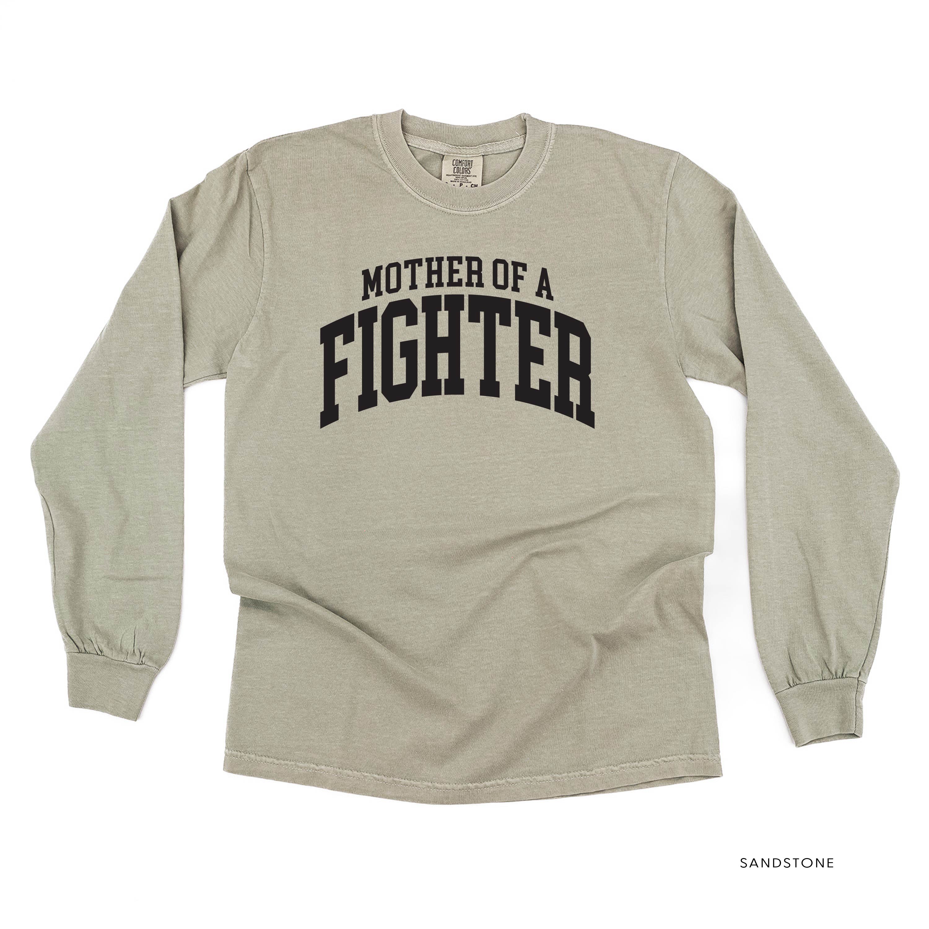 Mother of a Fighter - Varsity - LONG SLEEVE COMFORT COLORS TEE Little Mama Shirt Shop