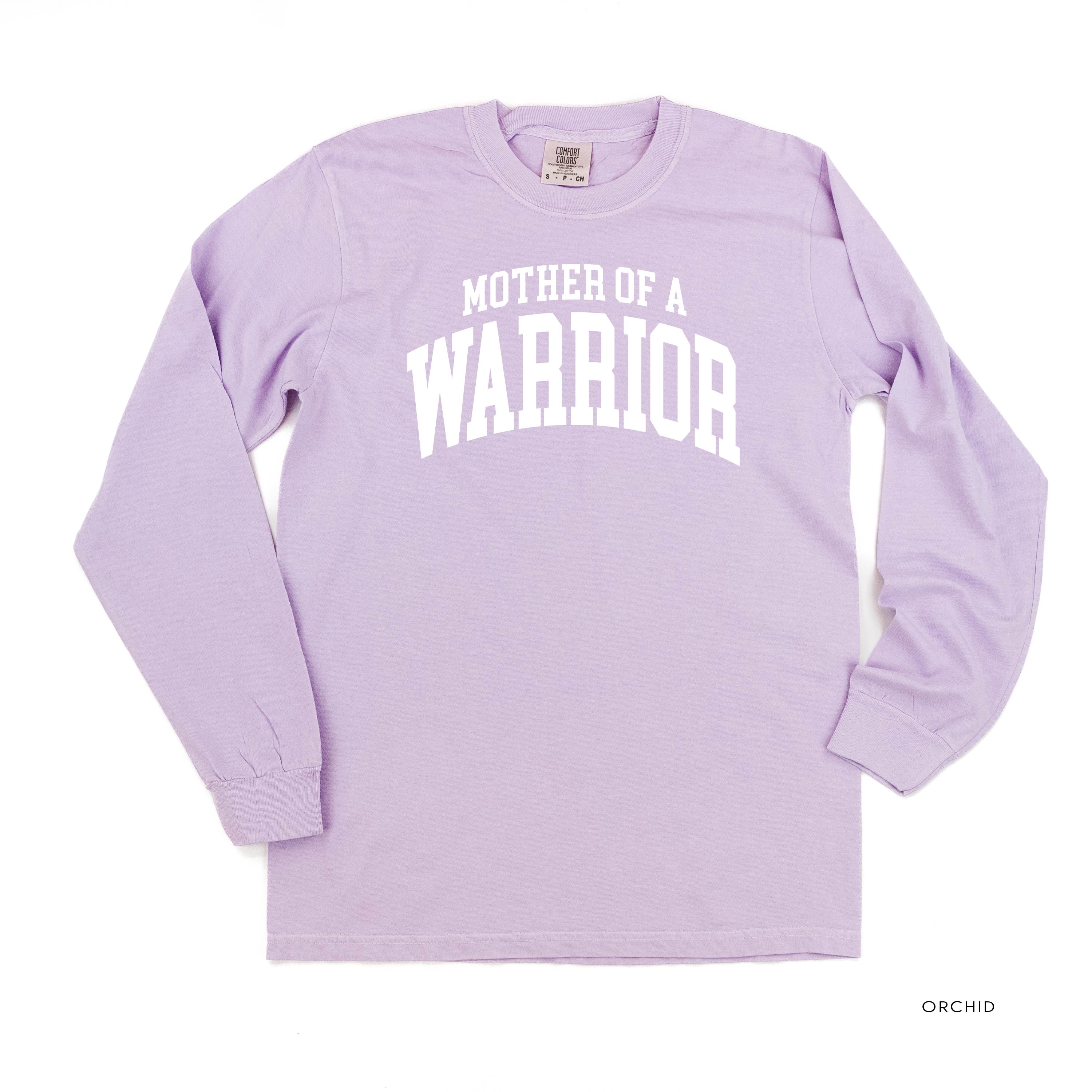 Mother of a Warrior - Varsity - LONG SLEEVE COMFORT COLORS TEE Little Mama Shirt Shop