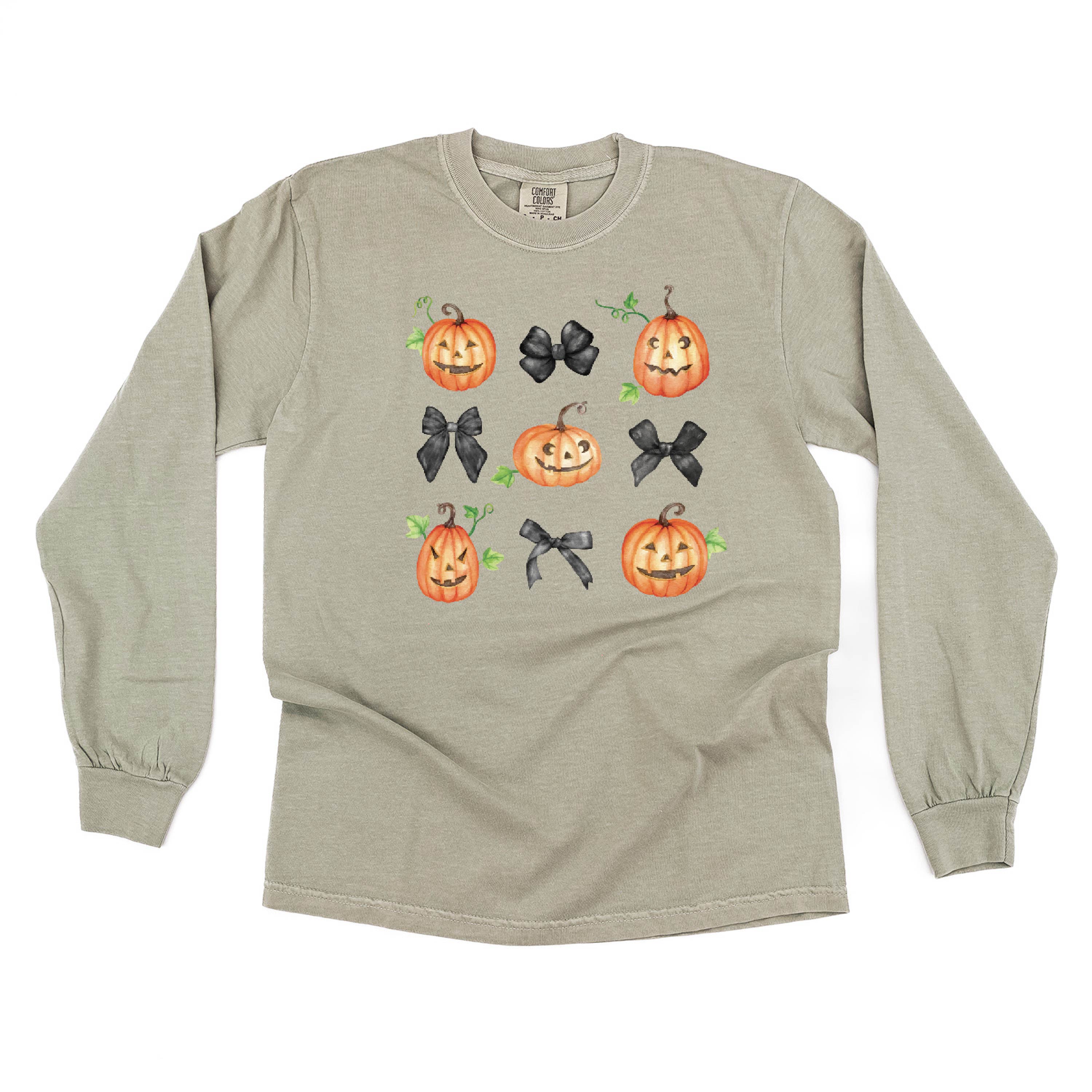 Pumpkins-n-Bows - Long Sleeve Comfort Colors Tee Little Mama Shirt Shop